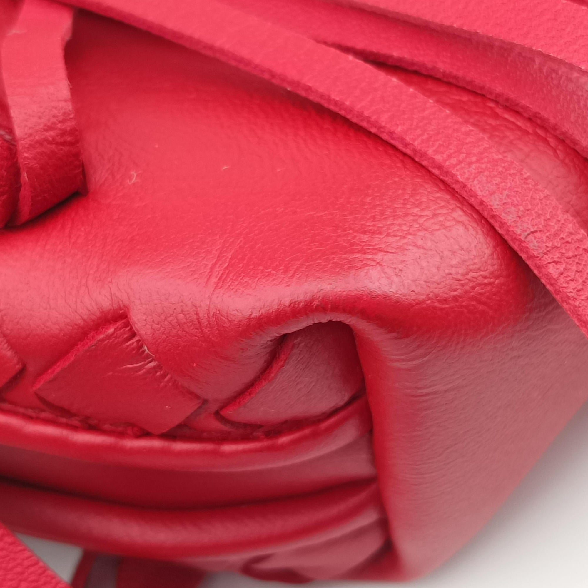 Pre-owned Bottega Veneta NODINI Intrecciato Red lambskin  shoulderbag | stylenewstar