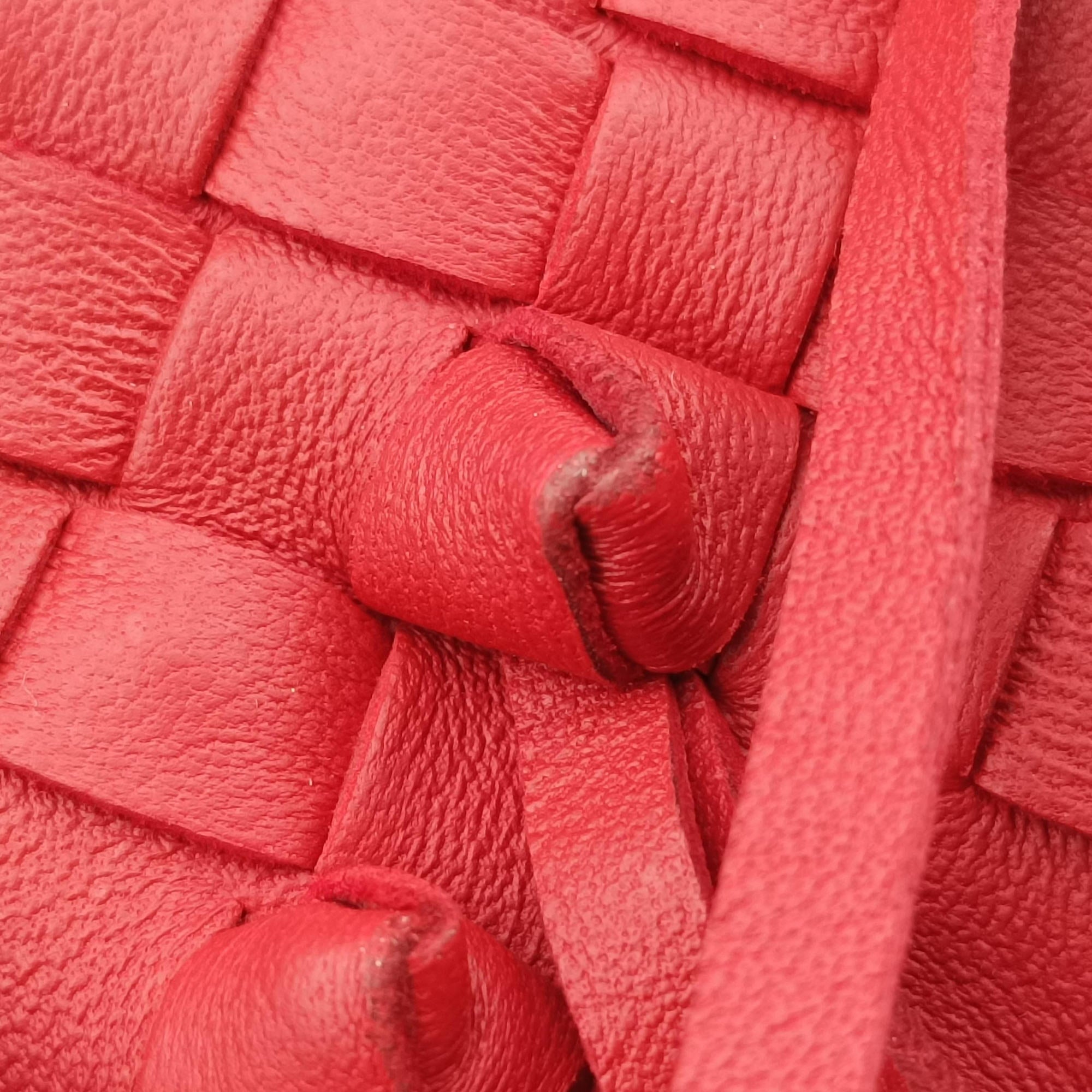 Pre-owned Bottega Veneta NODINI Intrecciato Red lambskin  shoulderbag | stylenewstar