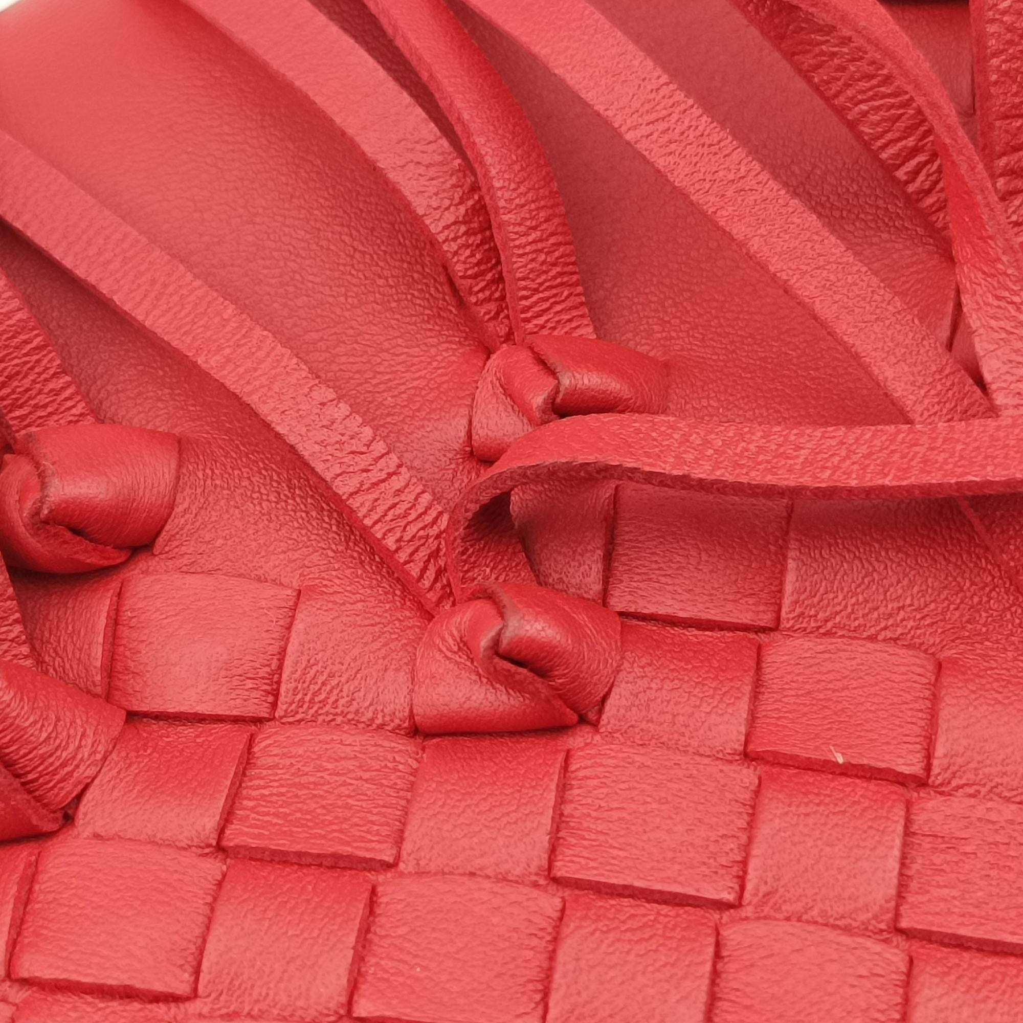 Pre-owned Bottega Veneta NODINI Intrecciato Red lambskin  shoulderbag | stylenewstar