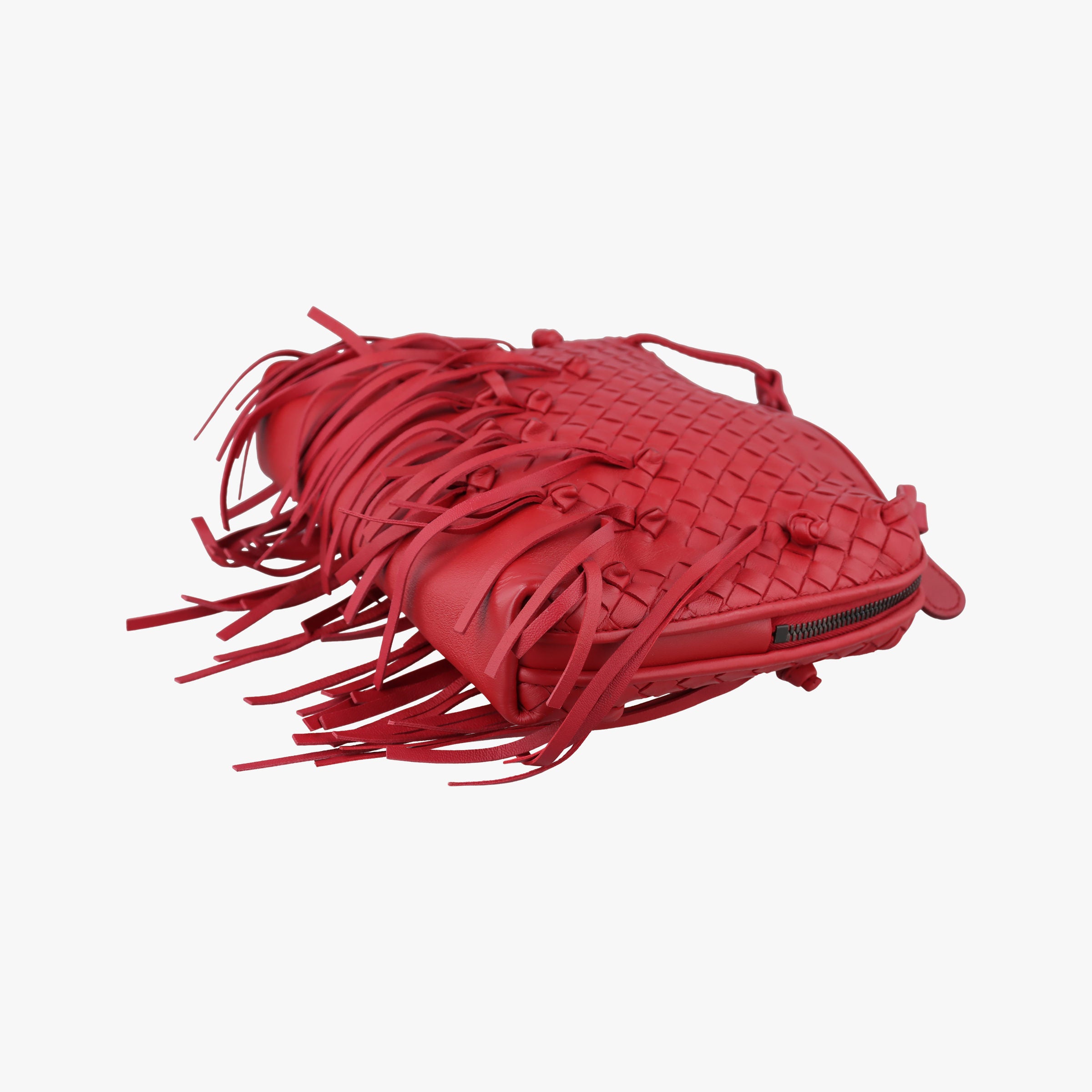 Pre-owned Bottega Veneta NODINI Intrecciato Red lambskin  shoulderbag | stylenewstar