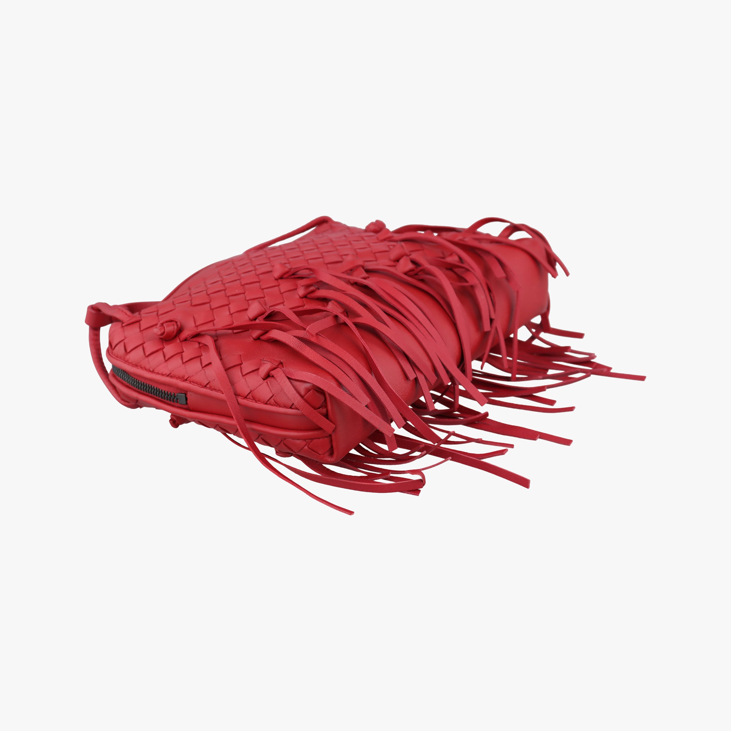 Pre-owned Bottega Veneta NODINI Intrecciato Red lambskin  shoulderbag | stylenewstar