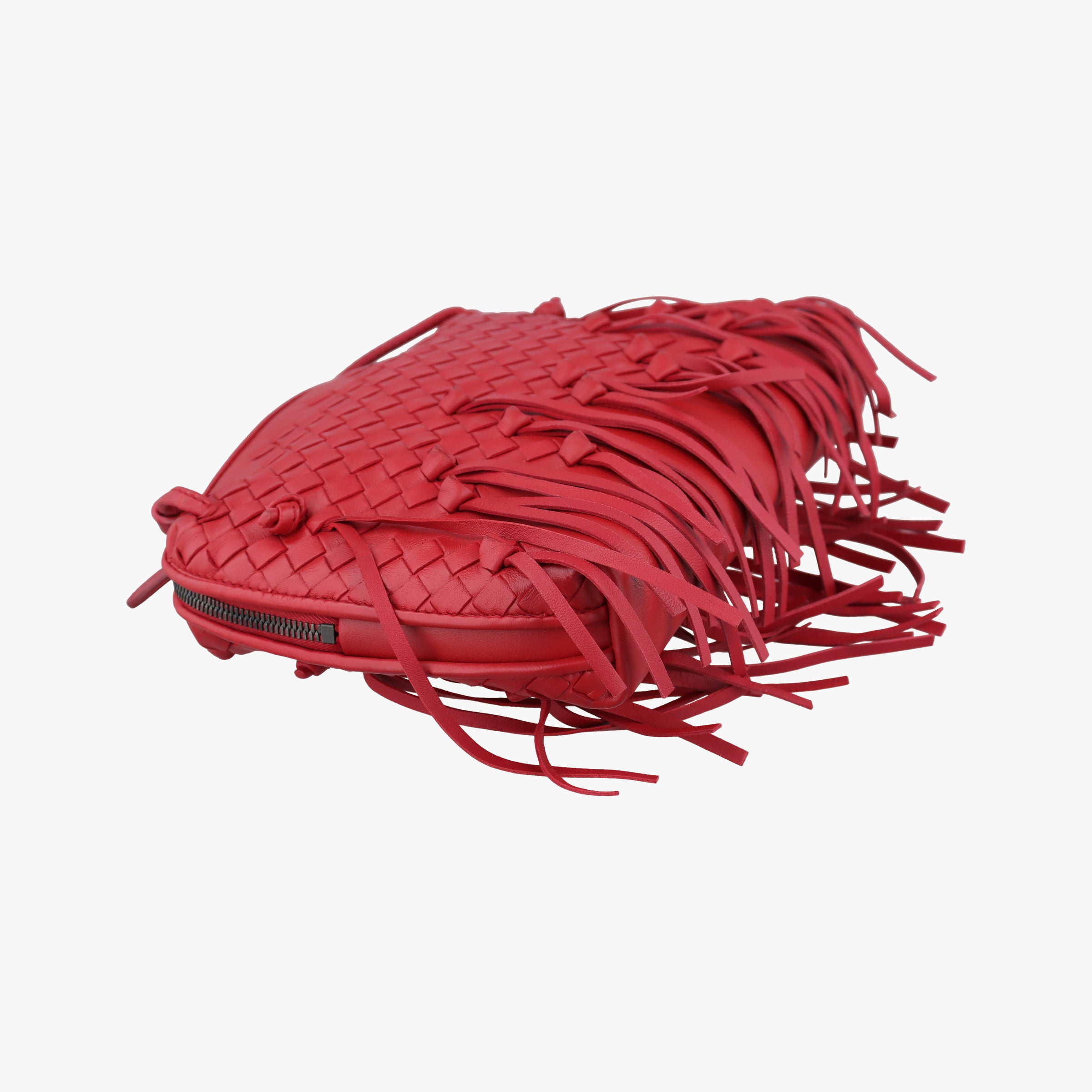 Pre-owned Bottega Veneta NODINI Intrecciato Red lambskin  shoulderbag | stylenewstar