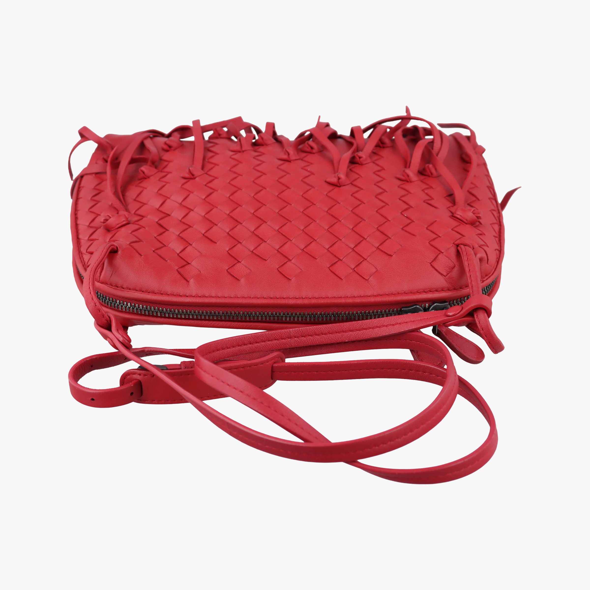 Pre-owned Bottega Veneta NODINI Intrecciato Red lambskin  shoulderbag | stylenewstar