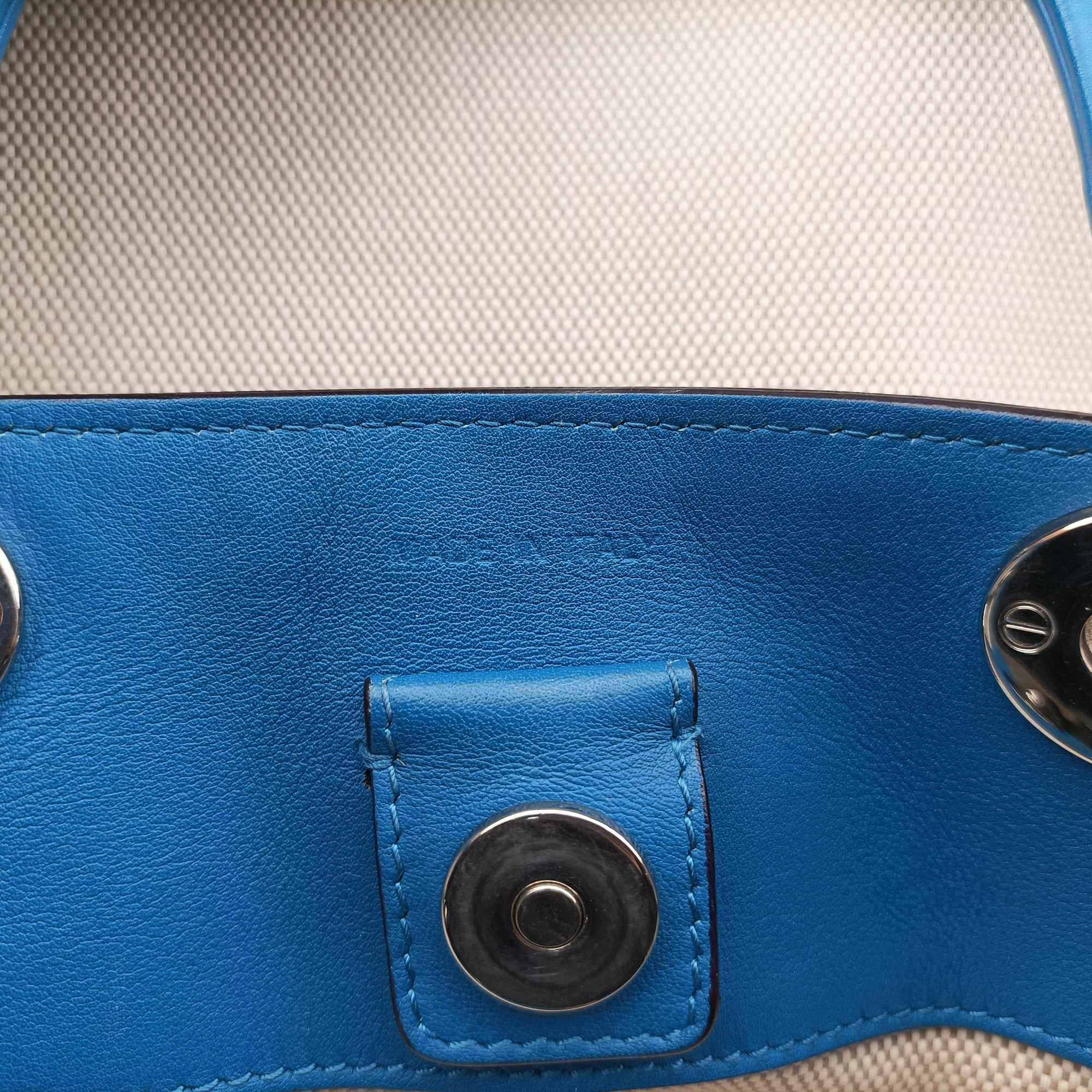 Pre-owned Christian Dior Diorissimo White × Blue Canvas × Leather  shoulderbag | stylenewstar