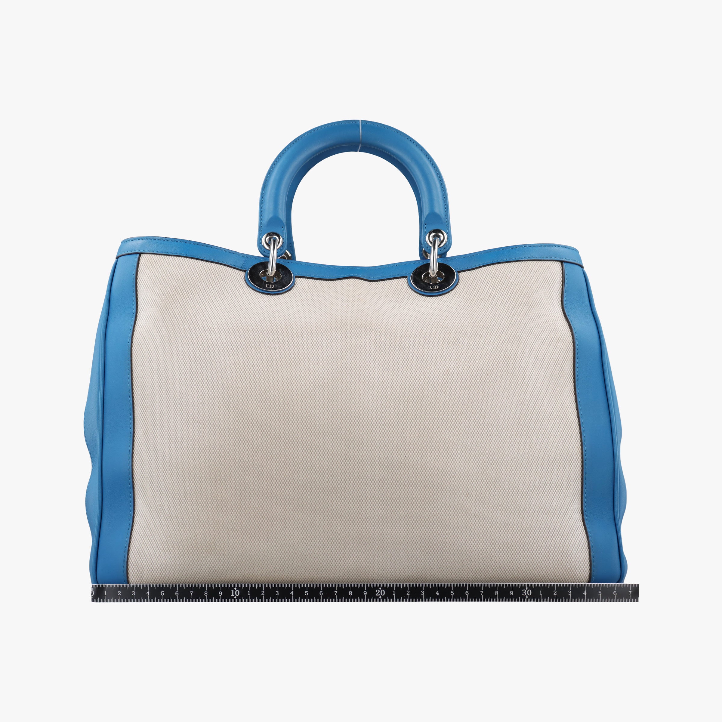 Pre-owned Christian Dior Diorissimo White × Blue Canvas × Leather  shoulderbag | stylenewstar