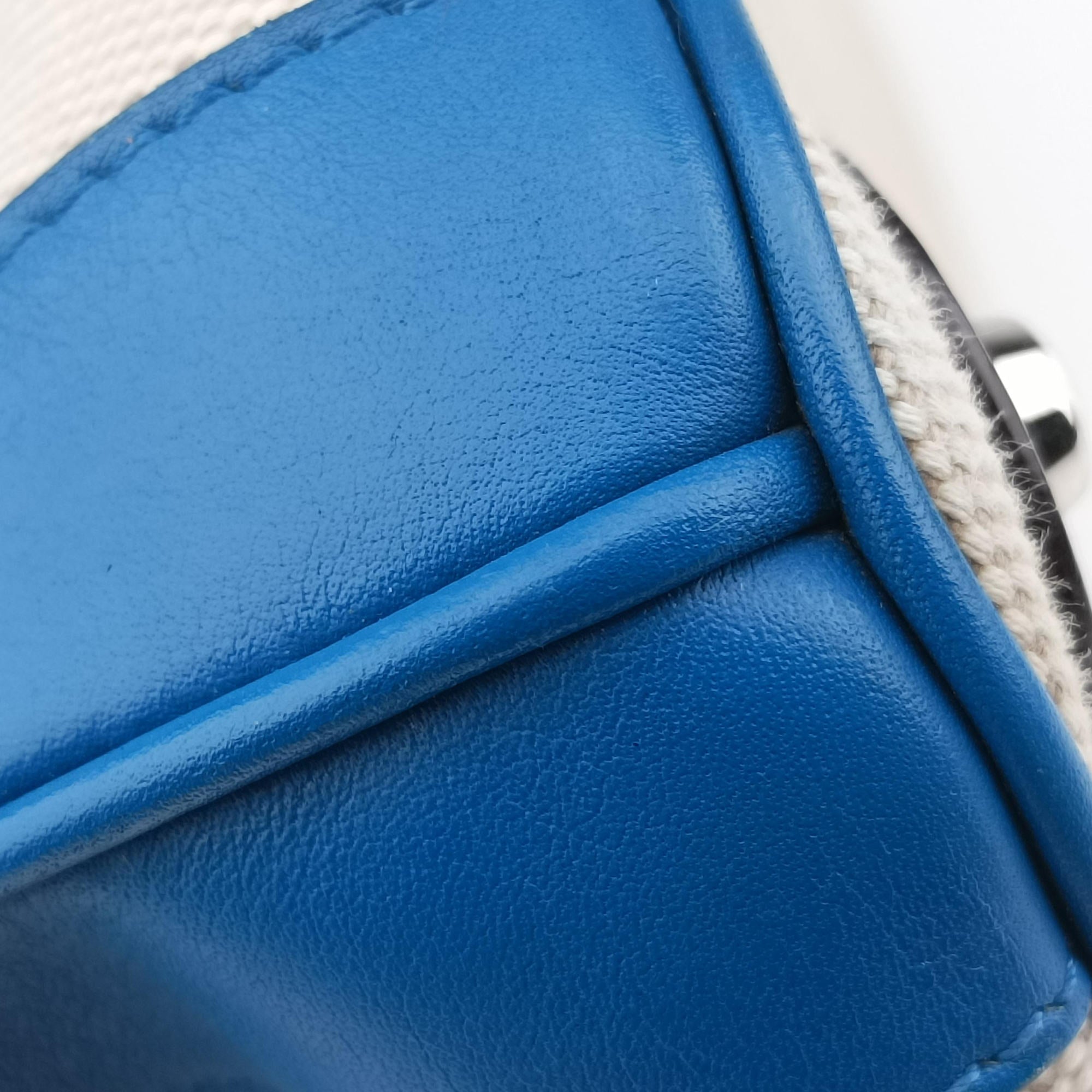 Pre-owned Christian Dior Diorissimo White × Blue Canvas × Leather  shoulderbag | stylenewstar