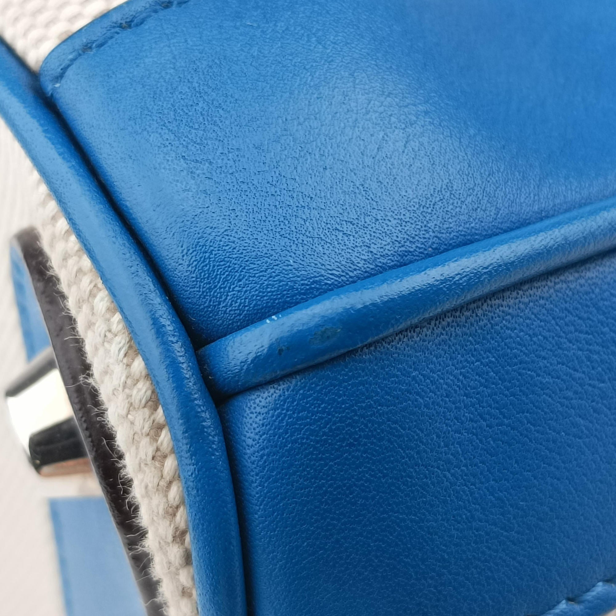 Pre-owned Christian Dior Diorissimo White × Blue Canvas × Leather  shoulderbag | stylenewstar