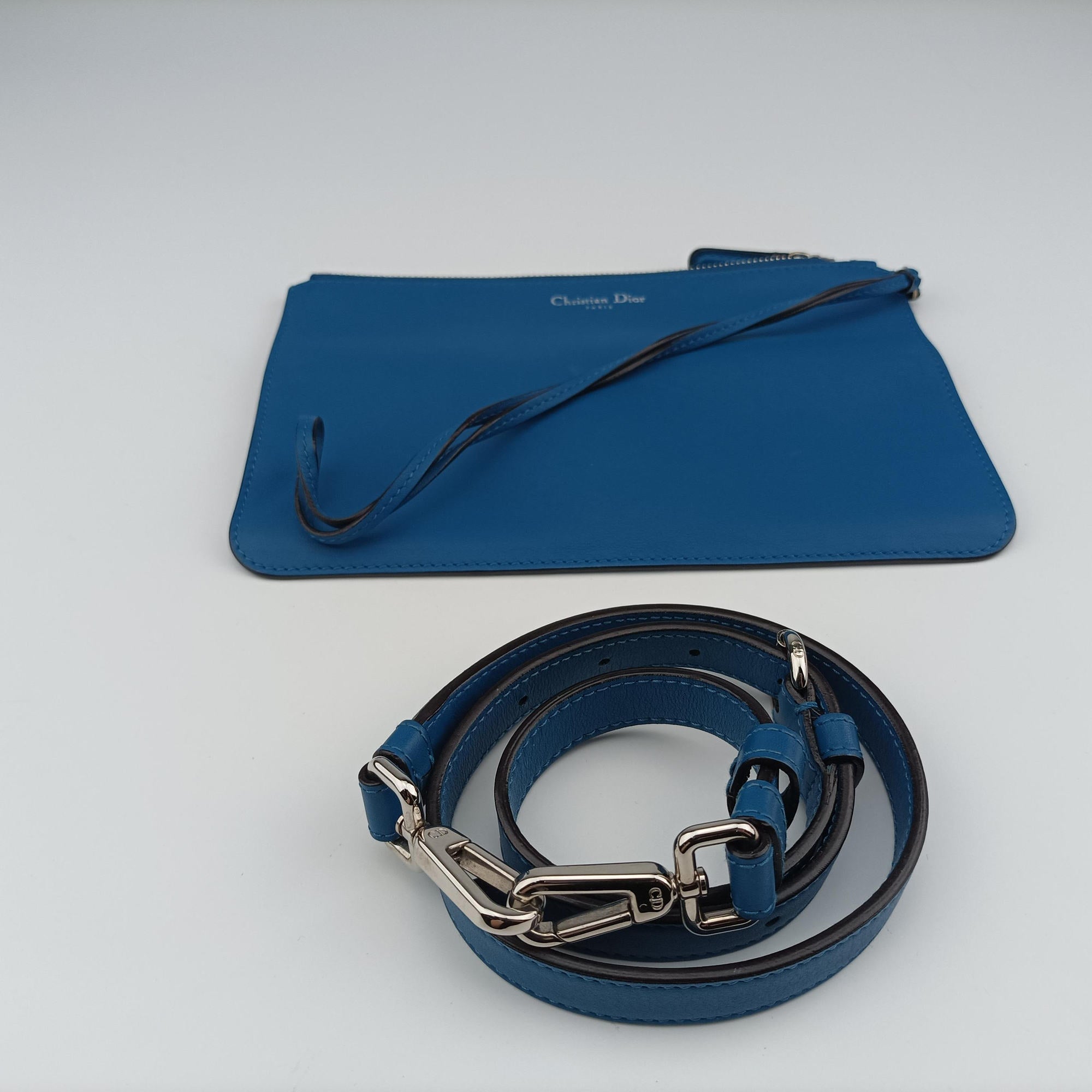 Pre-owned Christian Dior Diorissimo White × Blue Canvas × Leather  shoulderbag | stylenewstar
