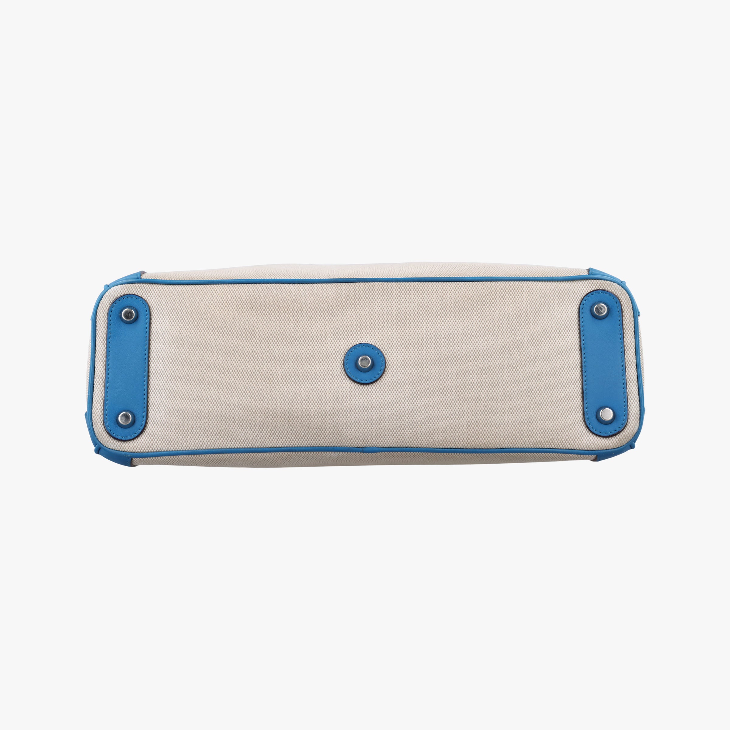 Pre-owned Christian Dior Diorissimo White × Blue Canvas × Leather  shoulderbag | stylenewstar