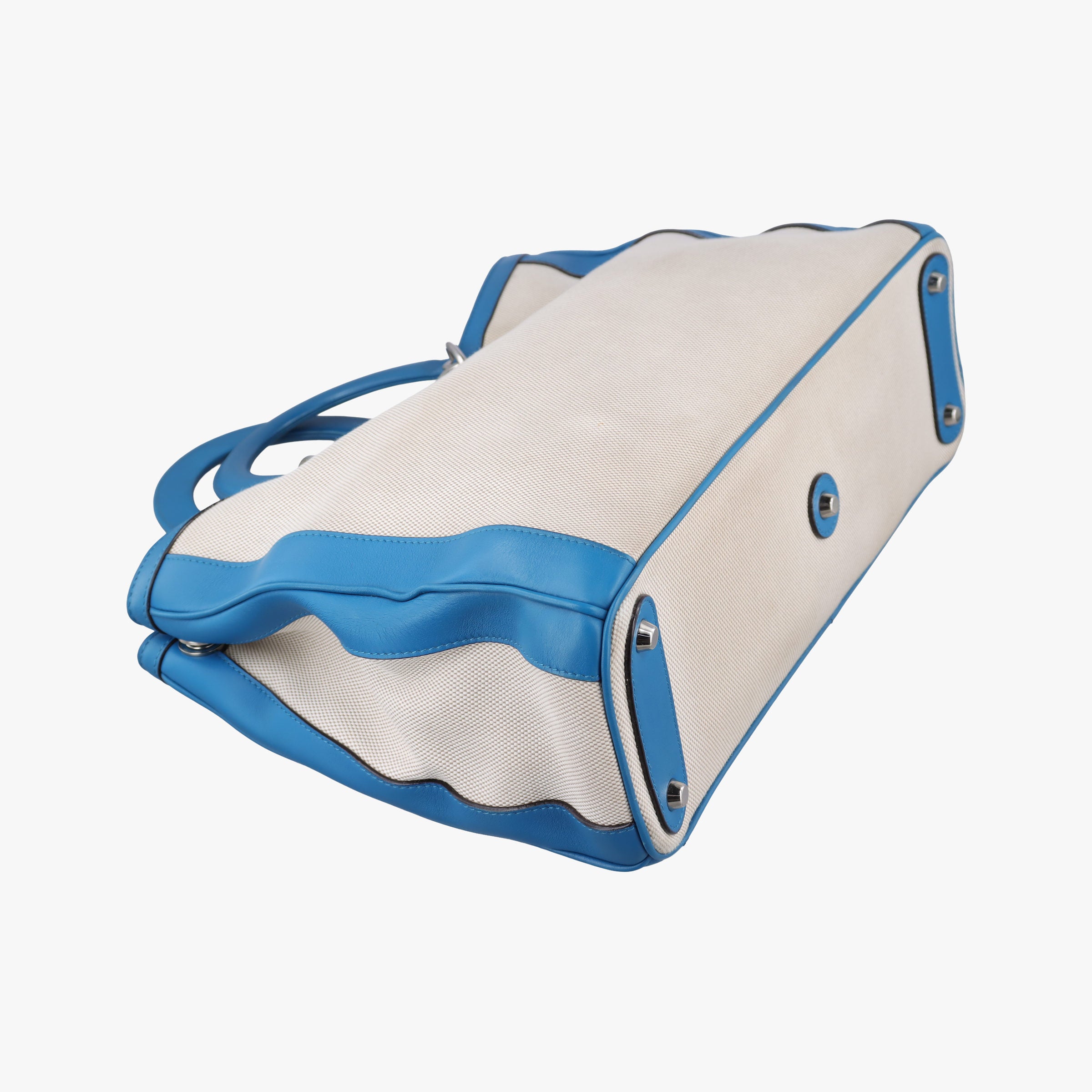 Pre-owned Christian Dior Diorissimo White × Blue Canvas × Leather  shoulderbag | stylenewstar