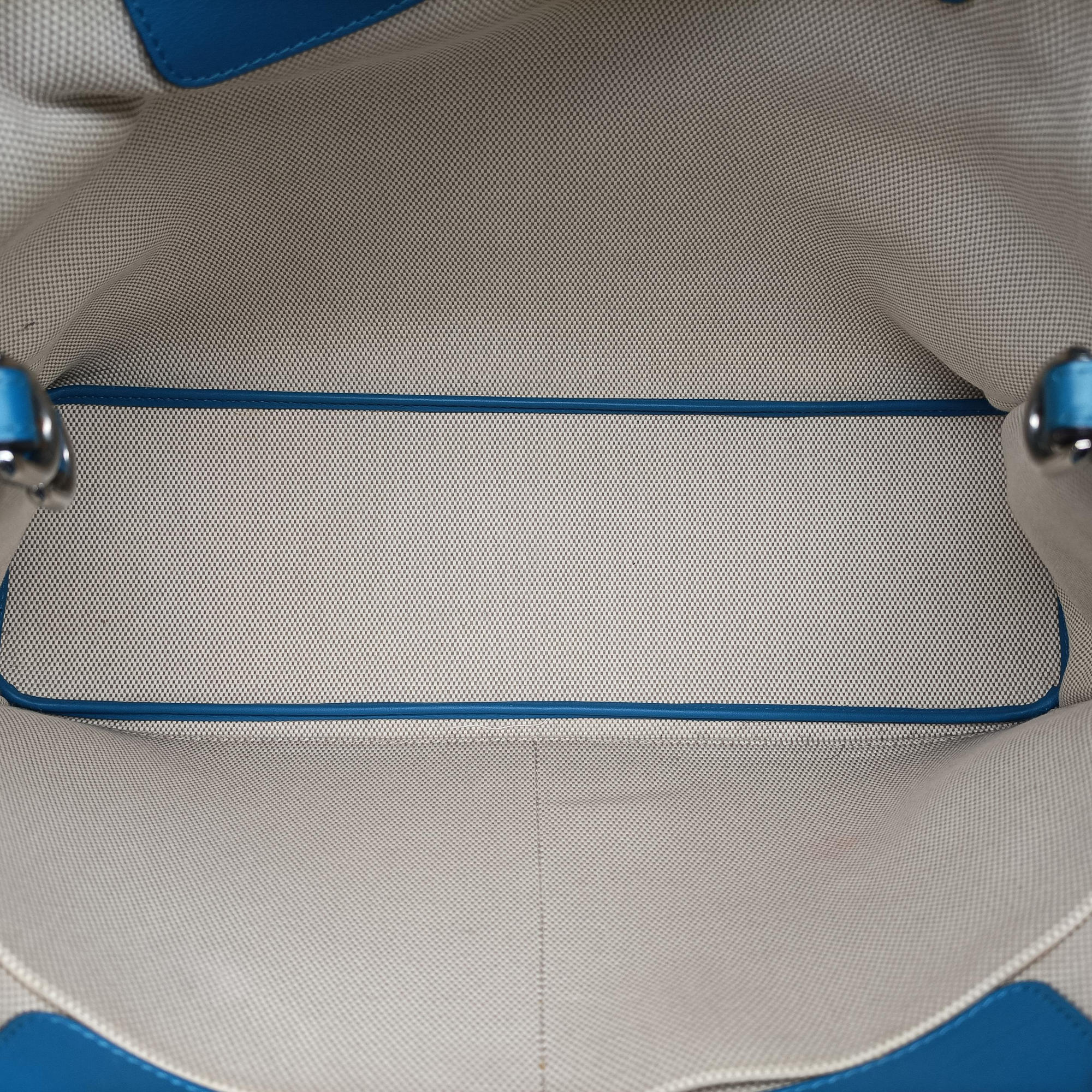 Pre-owned Christian Dior Diorissimo White × Blue Canvas × Leather  shoulderbag | stylenewstar