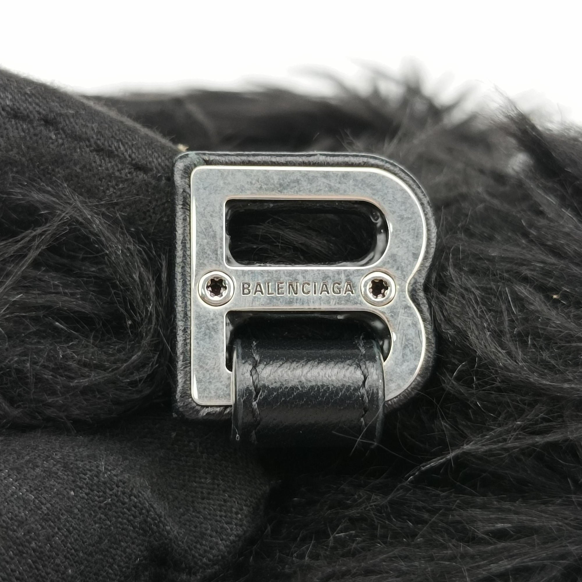 Vintage Balenciaga Hourglass Black Faux fur  shoulderbag | stylenewstar