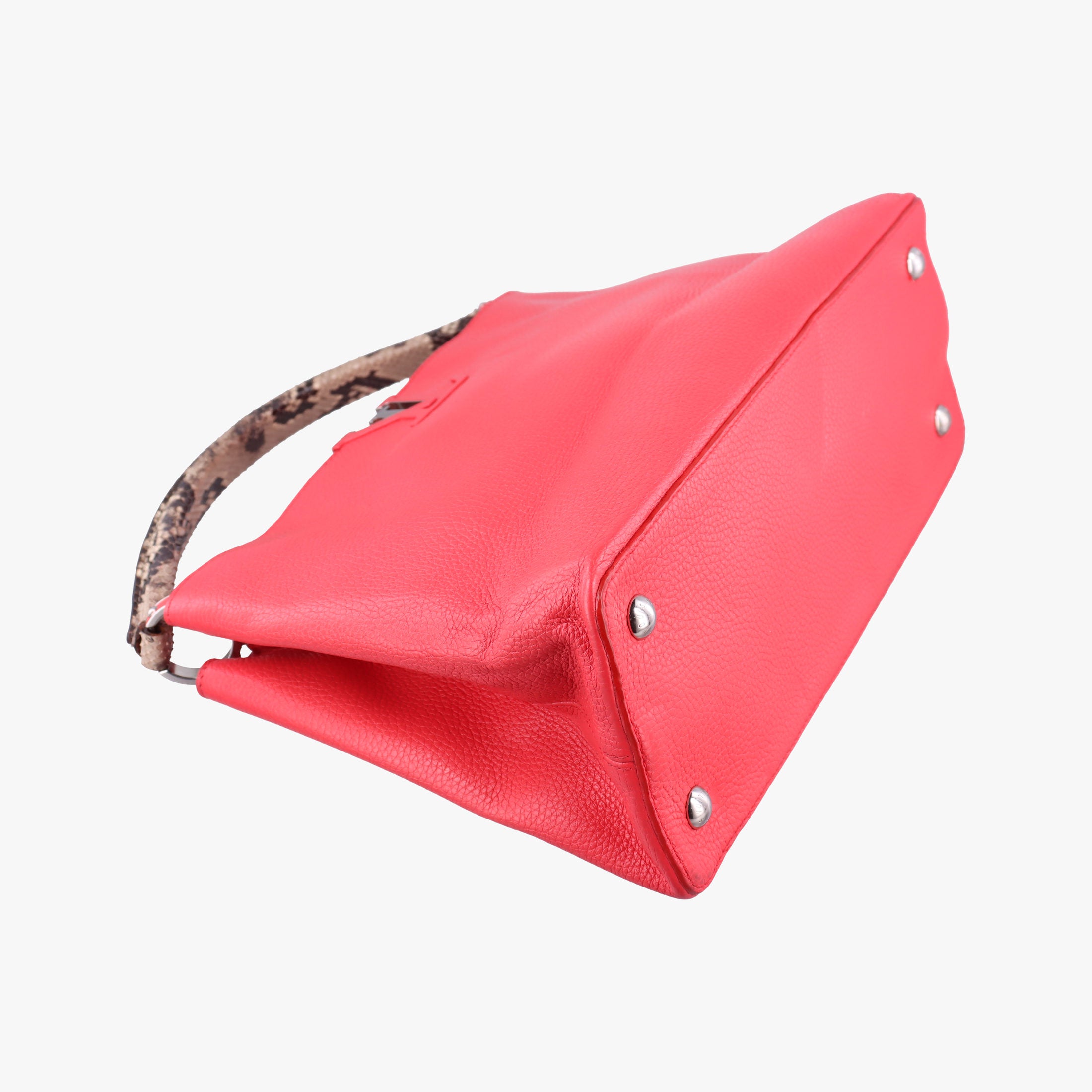Pre-owned Louis Vuitton Capucines MM Ruby Taurillon Leather × Python N91899 handbag | stylenewstar