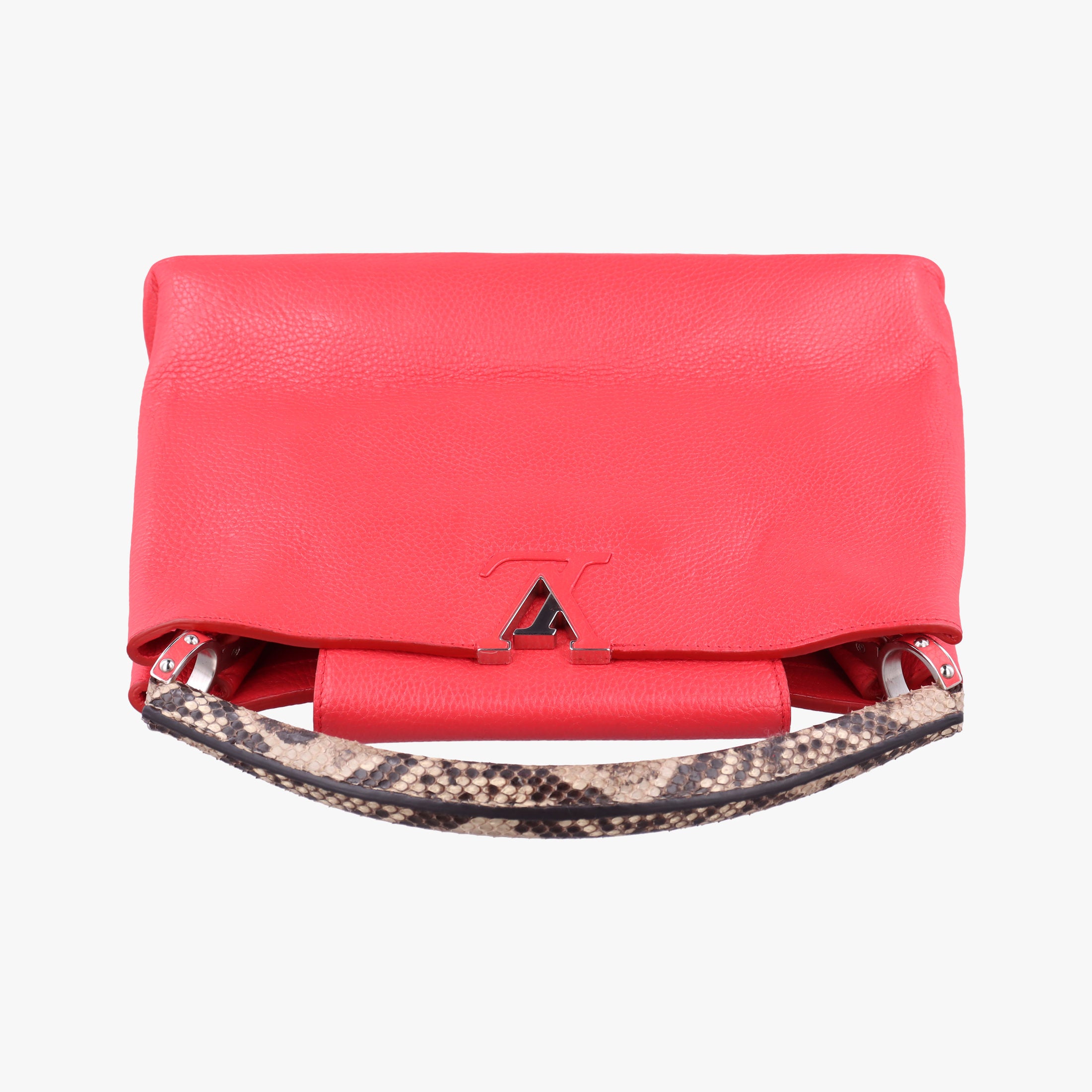 Pre-owned Louis Vuitton Capucines MM Ruby Taurillon Leather × Python N91899 handbag | stylenewstar