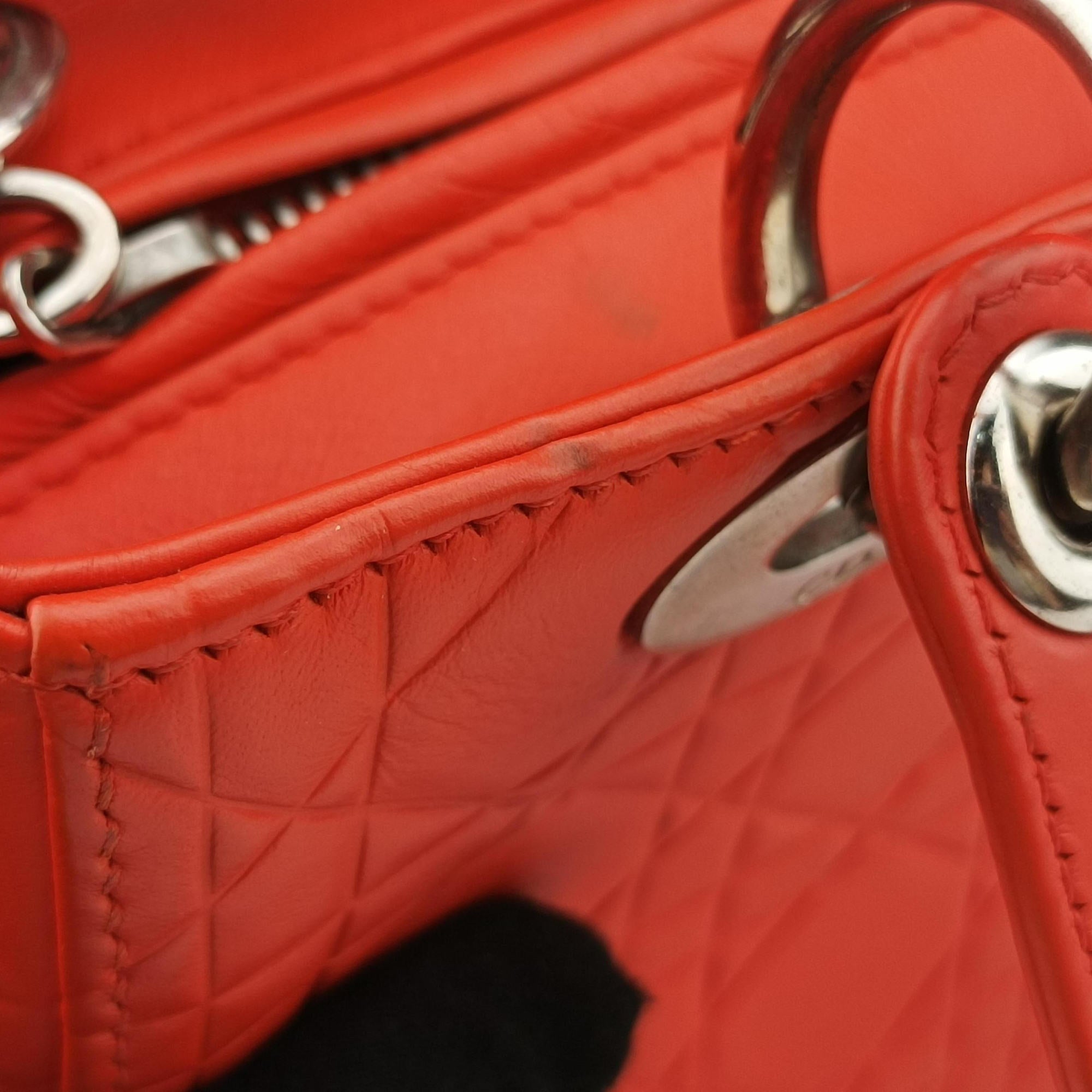 Pre-owned Christian Dior Lady Dior orange Leather  shoulderbag | stylenewstar
