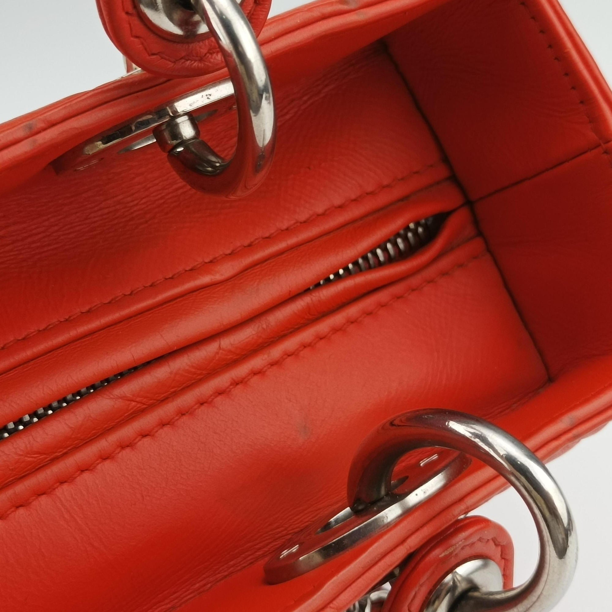 Pre-owned Christian Dior Lady Dior orange Leather  shoulderbag | stylenewstar