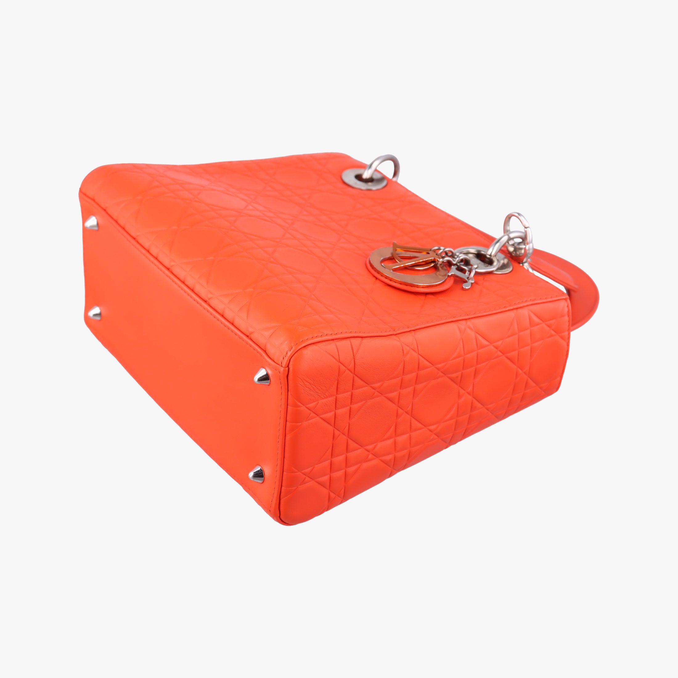 Pre-owned Christian Dior Lady Dior orange Leather  shoulderbag | stylenewstar