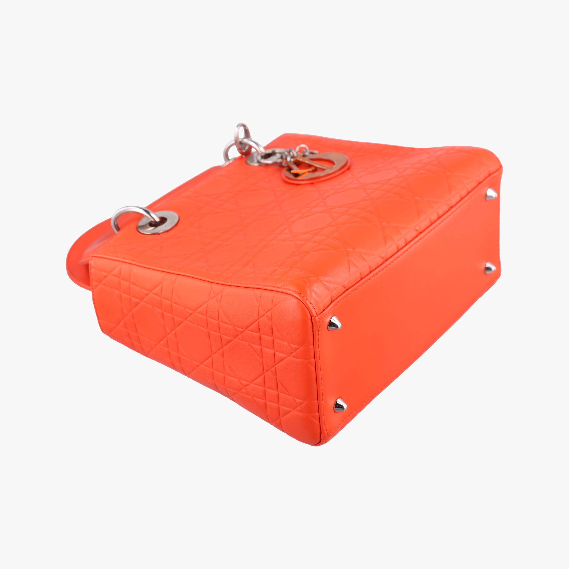 Pre-owned Christian Dior Lady Dior orange Leather  shoulderbag | stylenewstar