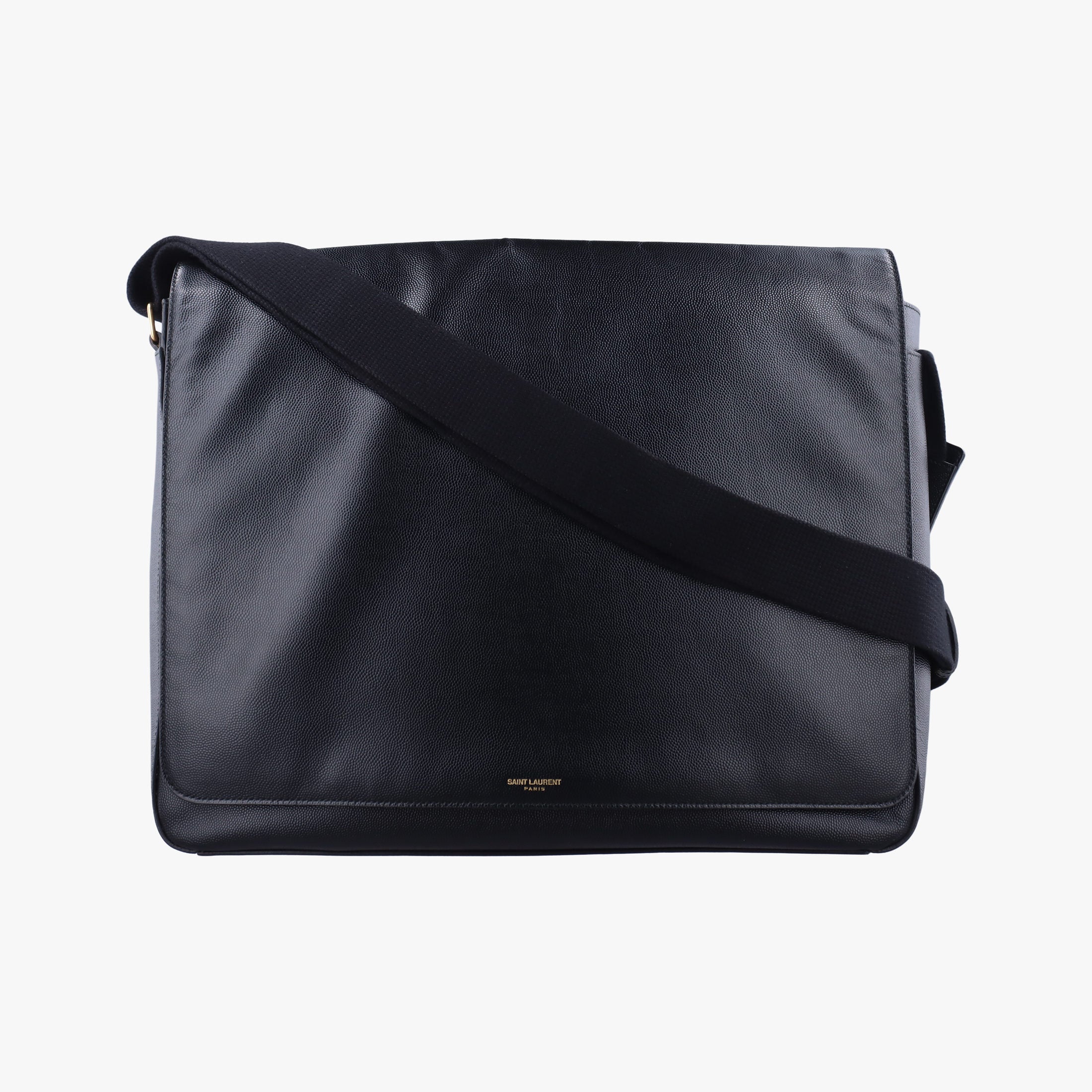 Vintage Yves Saint Laurent Besace Messenger Black Leather 326859 shoulderbag | stylenewstar