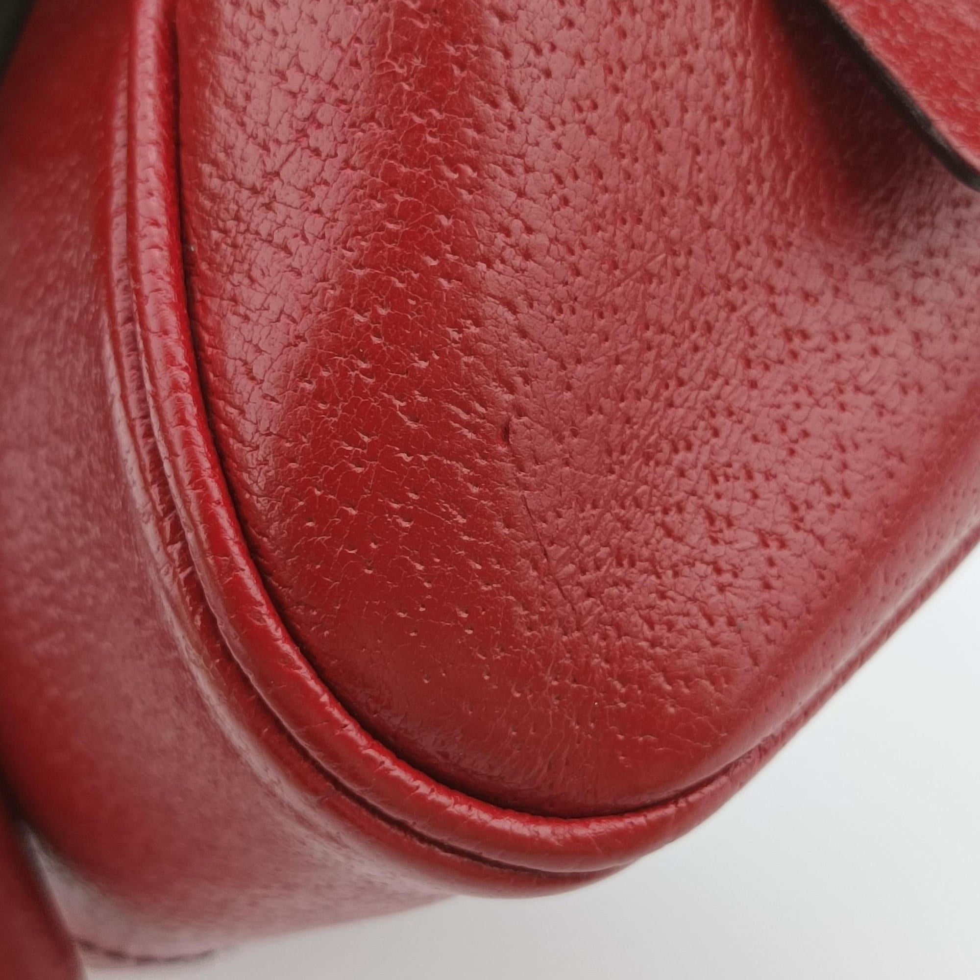 Pre-owned Prada Triangle logo Red x green Nylon×Leather  handbag | stylenewstar