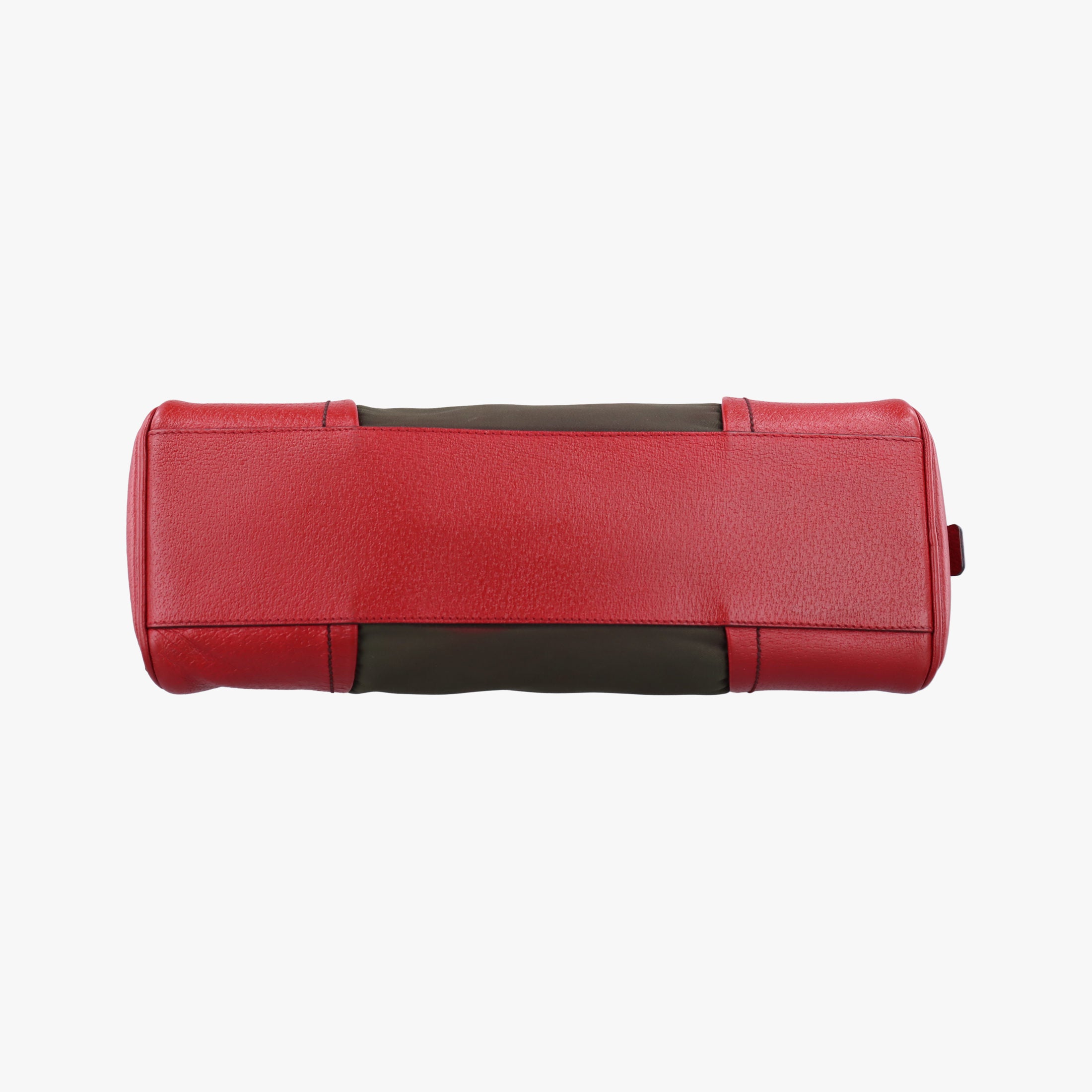 Pre-owned Prada Triangle logo Red x green Nylon×Leather  handbag | stylenewstar