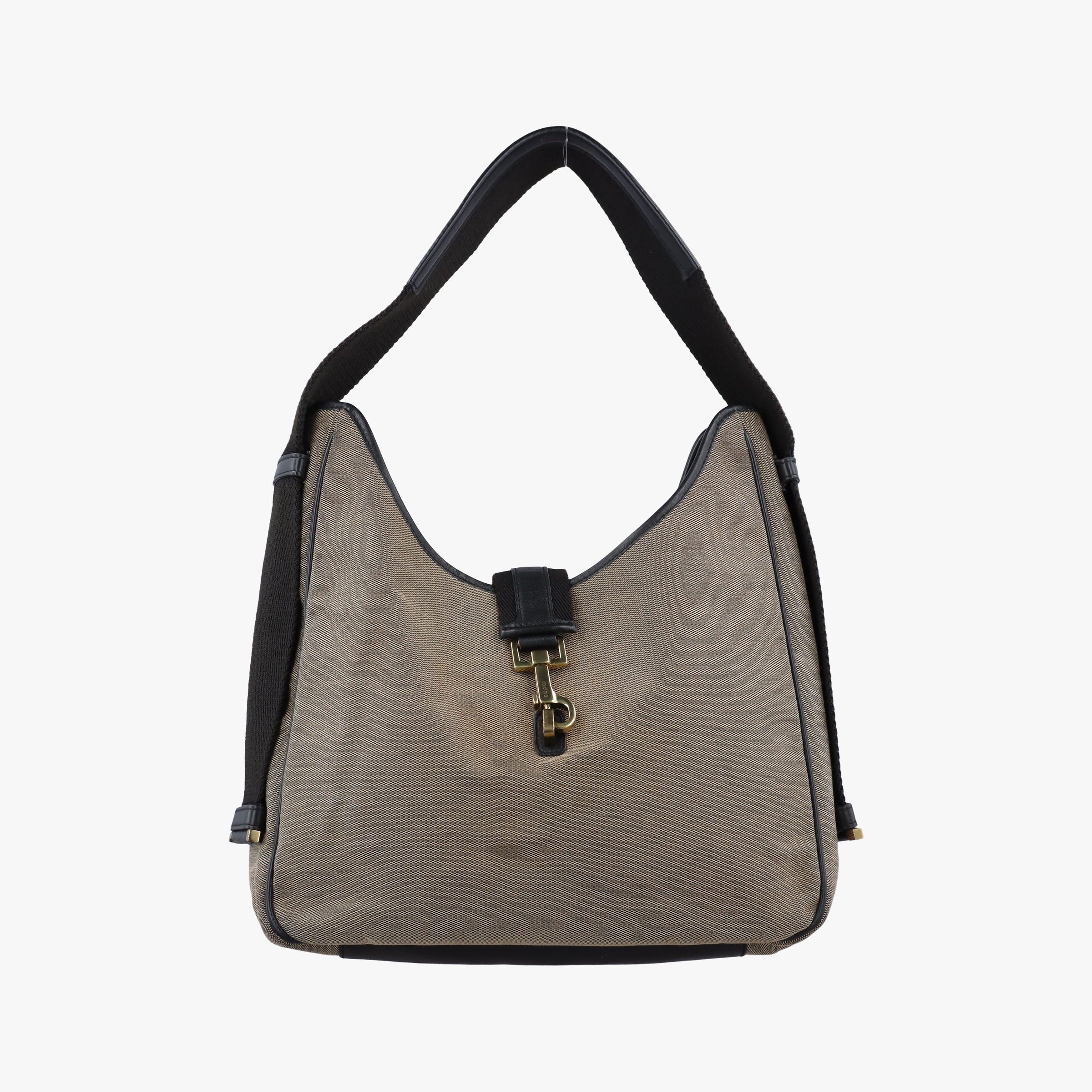 Secondhand Gucci Jackie Black x beige canvas×leather 92735 shoulderbag | stylenewstar