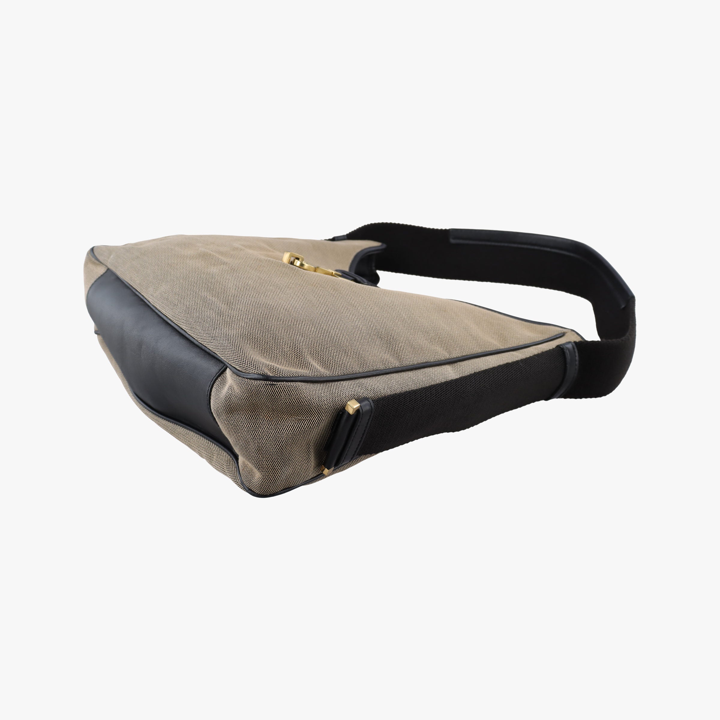 Secondhand Gucci Jackie Black x beige canvas×leather 92735 shoulderbag | stylenewstar