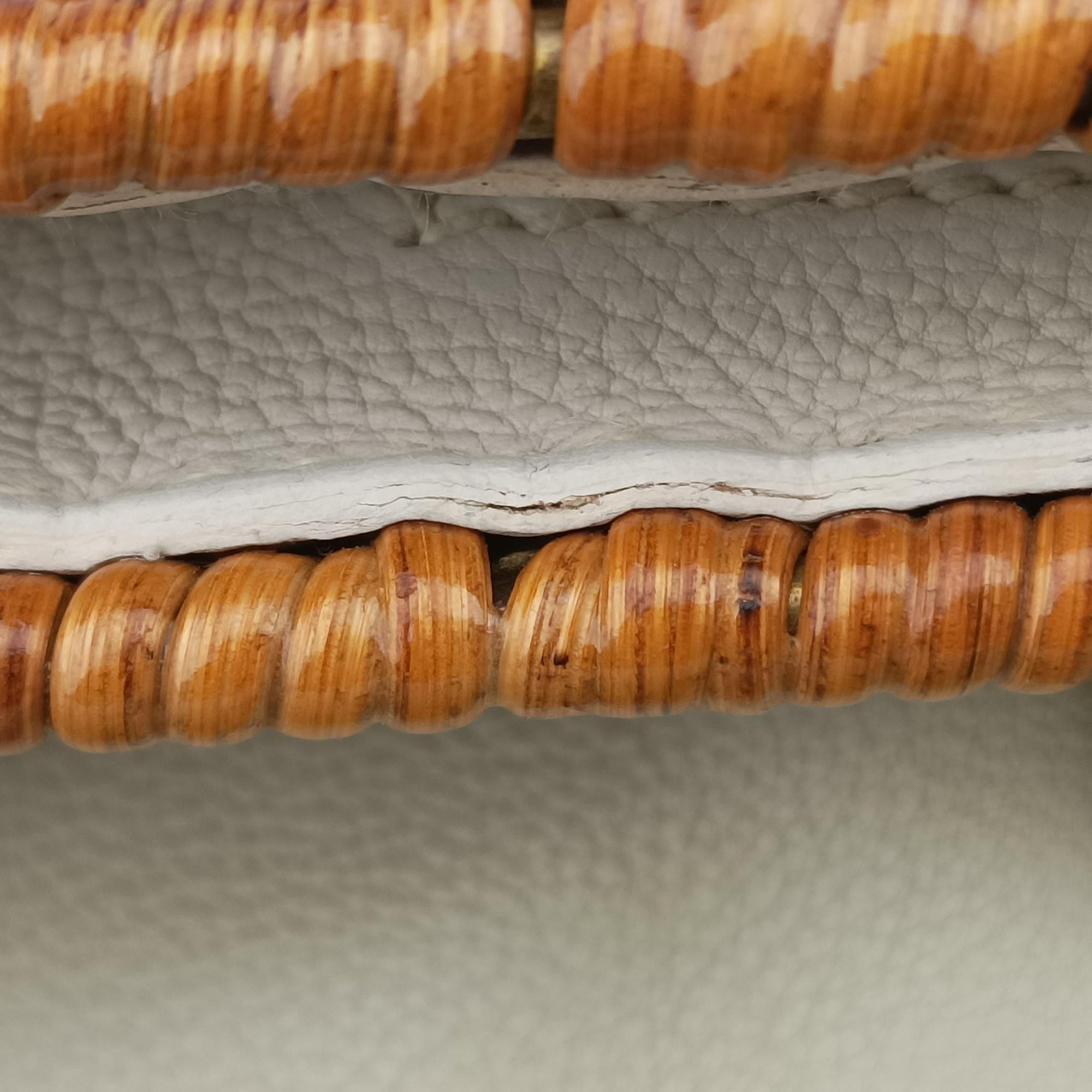 Vintage Ferragamo Wicker Trim White leather  handbag | stylenewstar