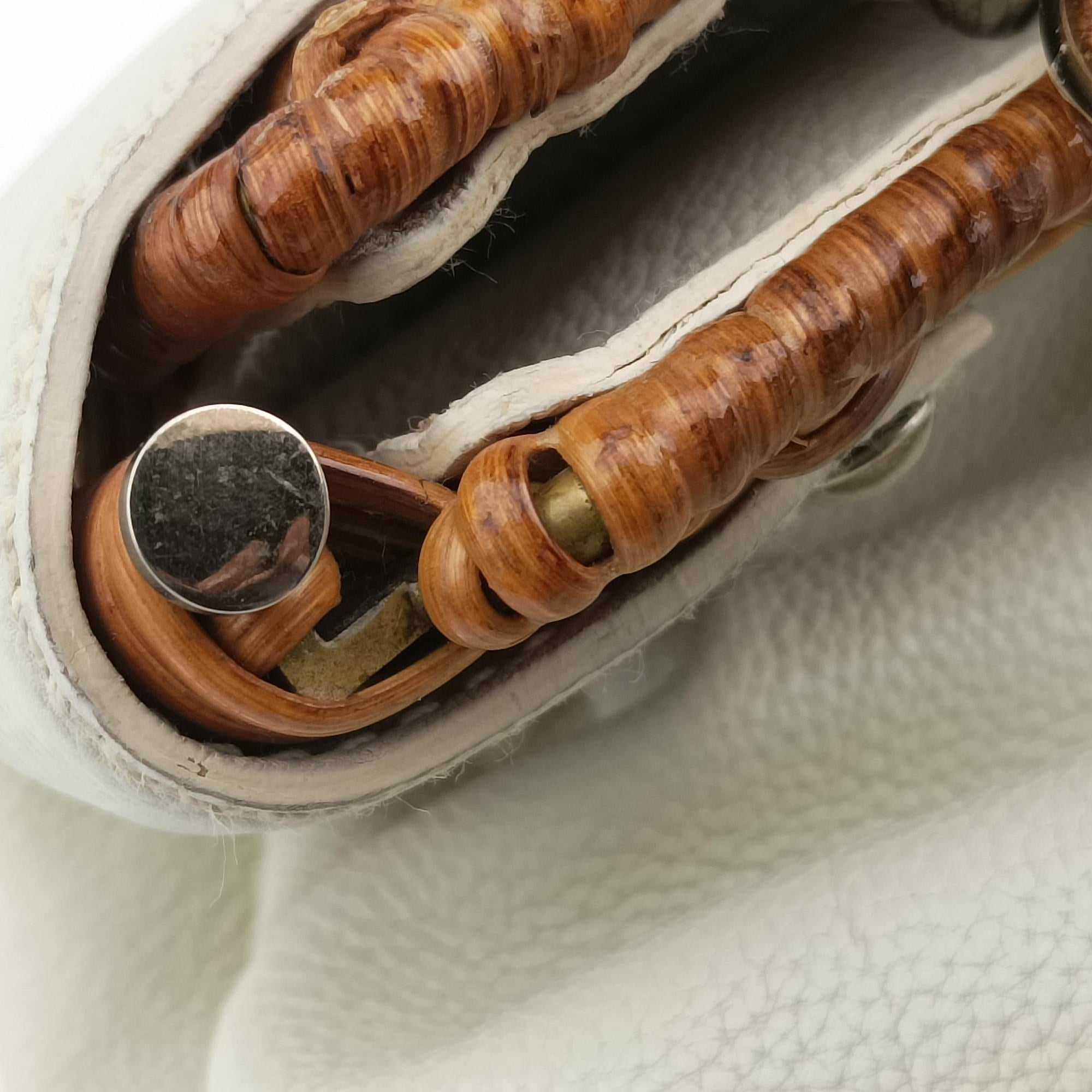 Vintage Ferragamo Wicker Trim White leather  handbag | stylenewstar