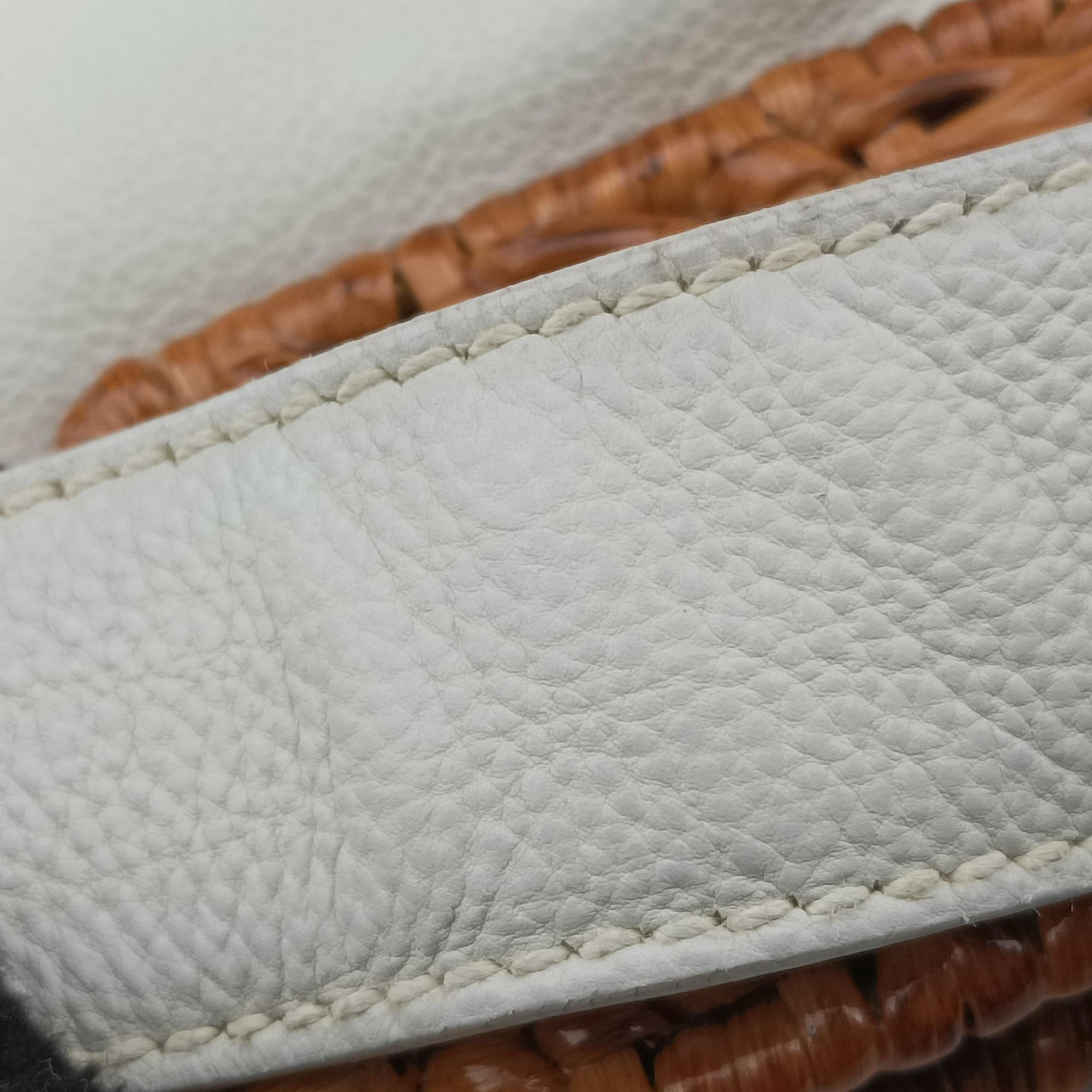 Vintage Ferragamo Wicker Trim White leather  handbag | stylenewstar