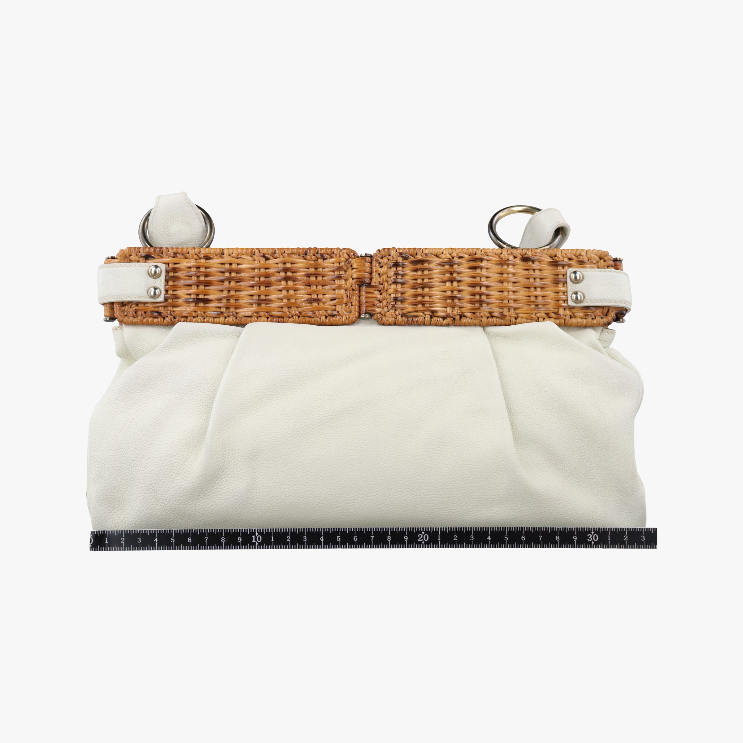 Vintage Ferragamo Wicker Trim White leather  handbag | stylenewstar