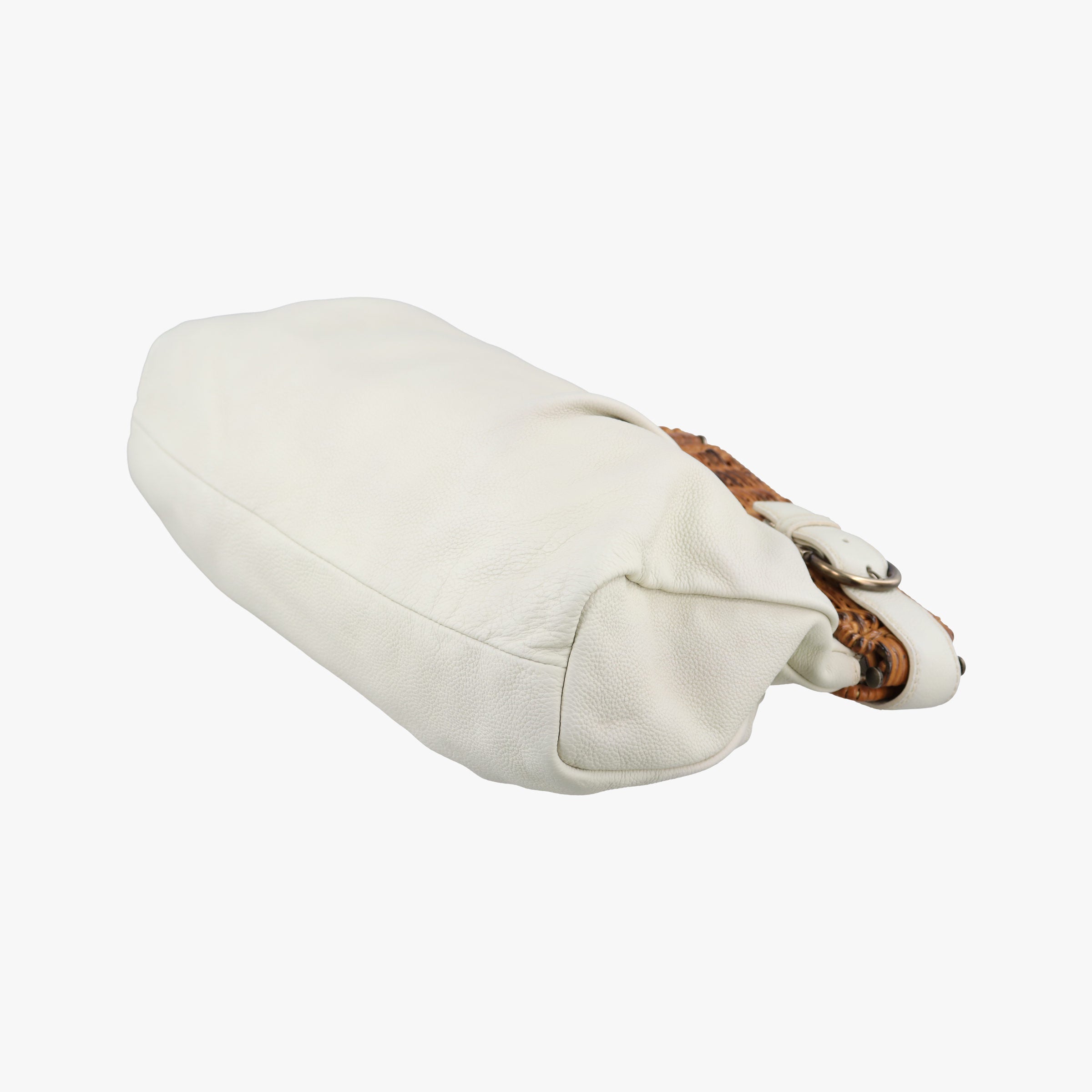 Vintage Ferragamo Wicker Trim White leather  handbag | stylenewstar