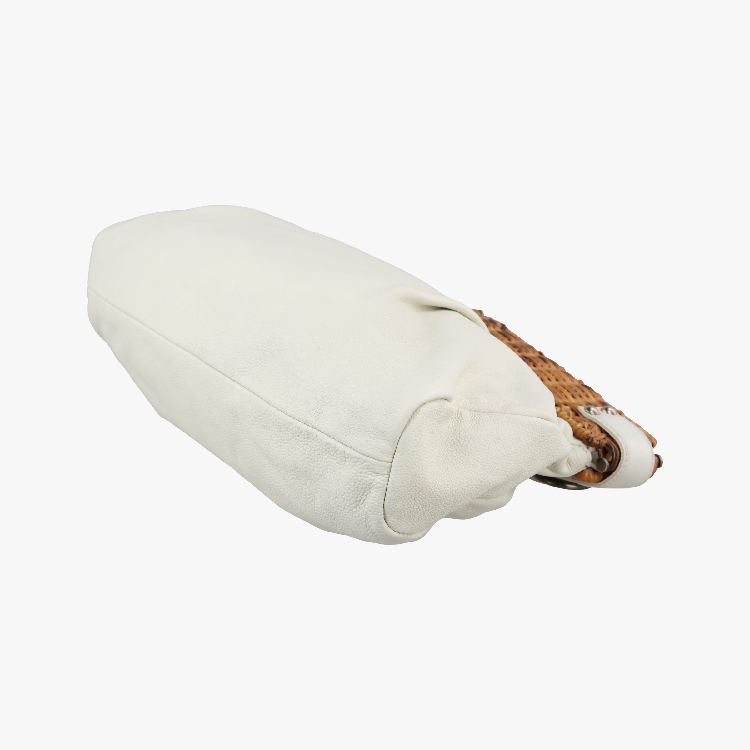 Vintage Ferragamo Wicker Trim White leather  handbag | stylenewstar