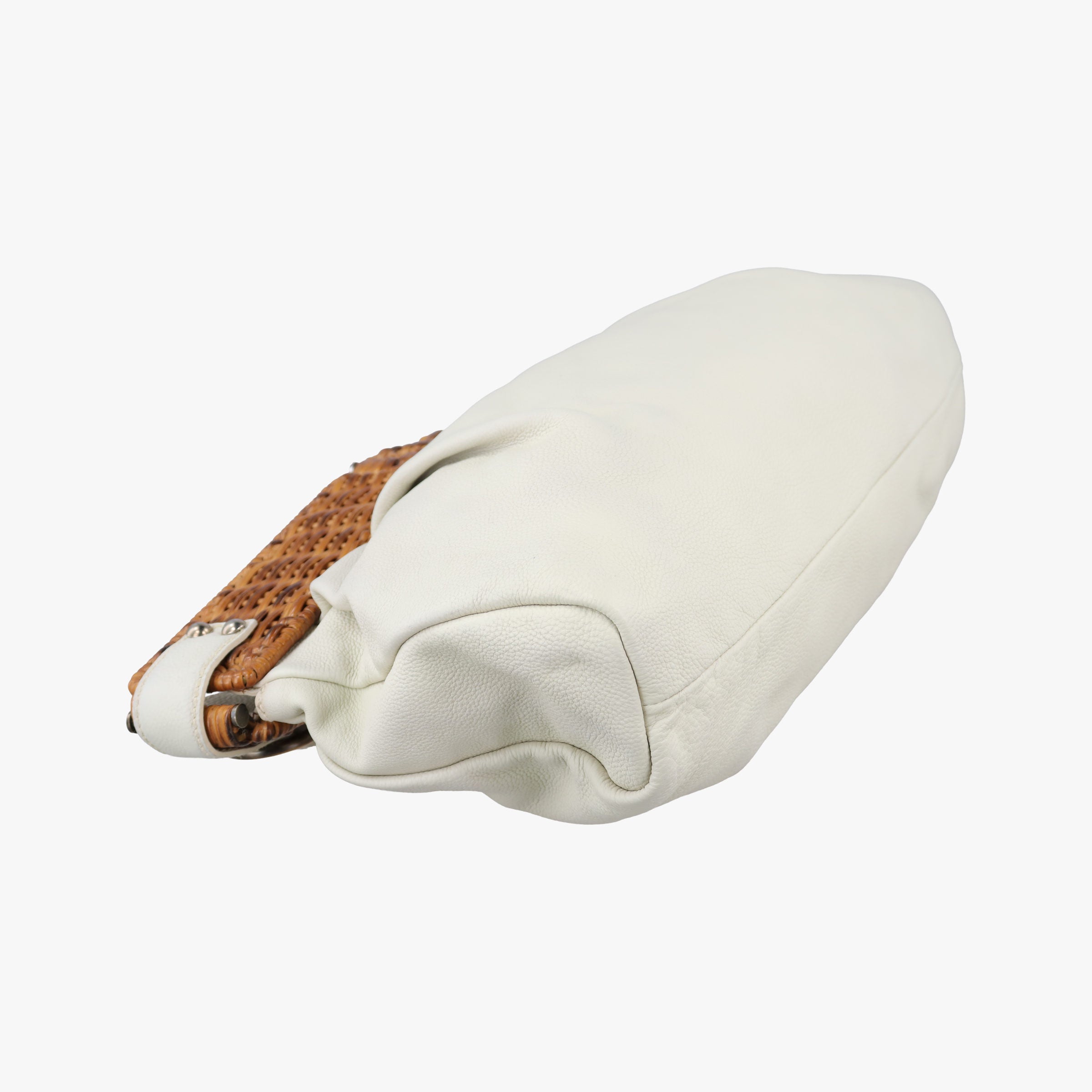 Vintage Ferragamo Wicker Trim White leather  handbag | stylenewstar