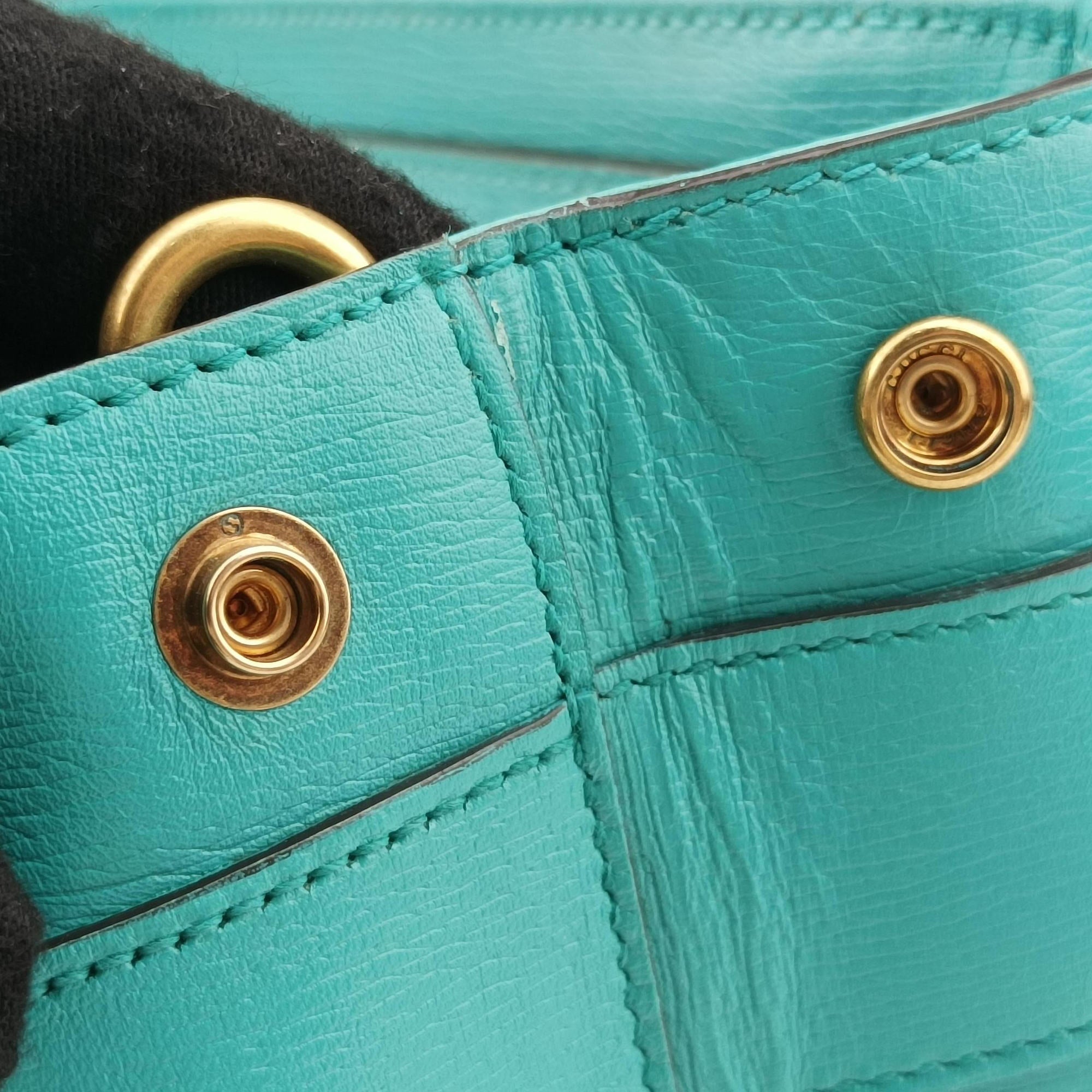 Pre-owned Gucci Bright Bit Blue Leather 319795 handbag | stylenewstar