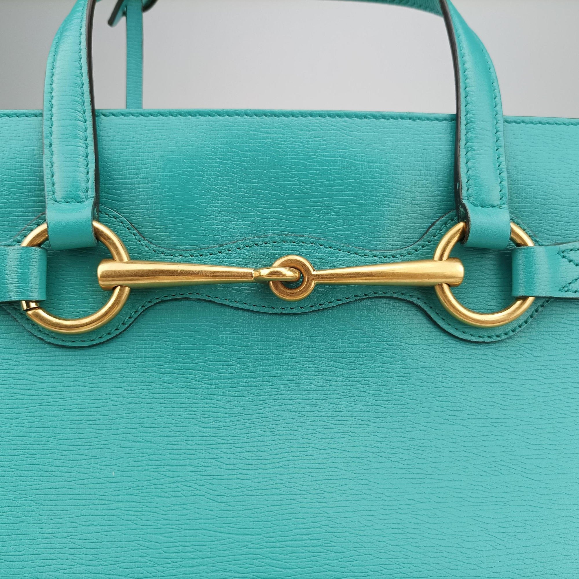 Pre-owned Gucci Bright Bit Blue Leather 319795 handbag | stylenewstar