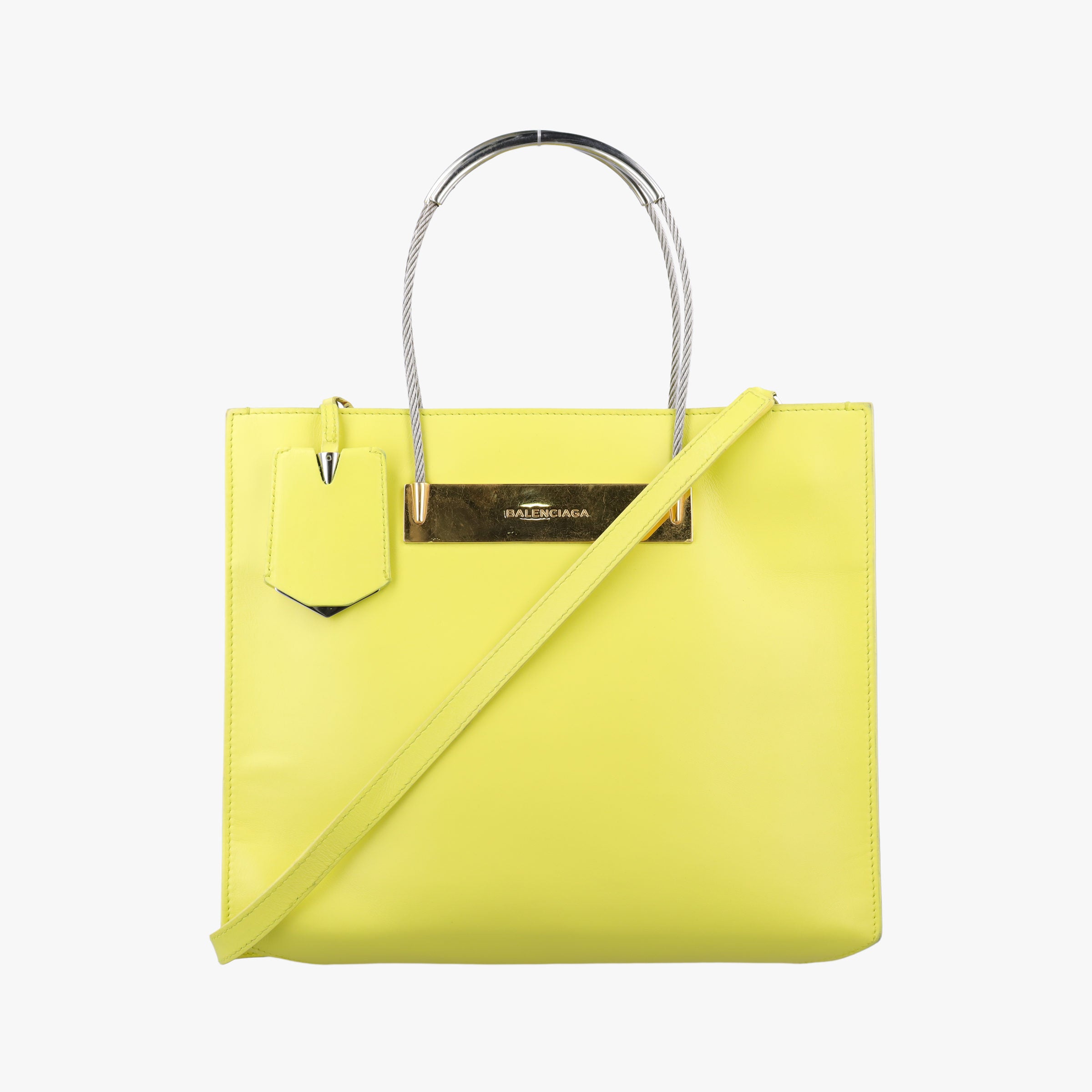 Pre-owned Balenciaga Cable Shopper Yellow Leather  shoulderbag | stylenewstar