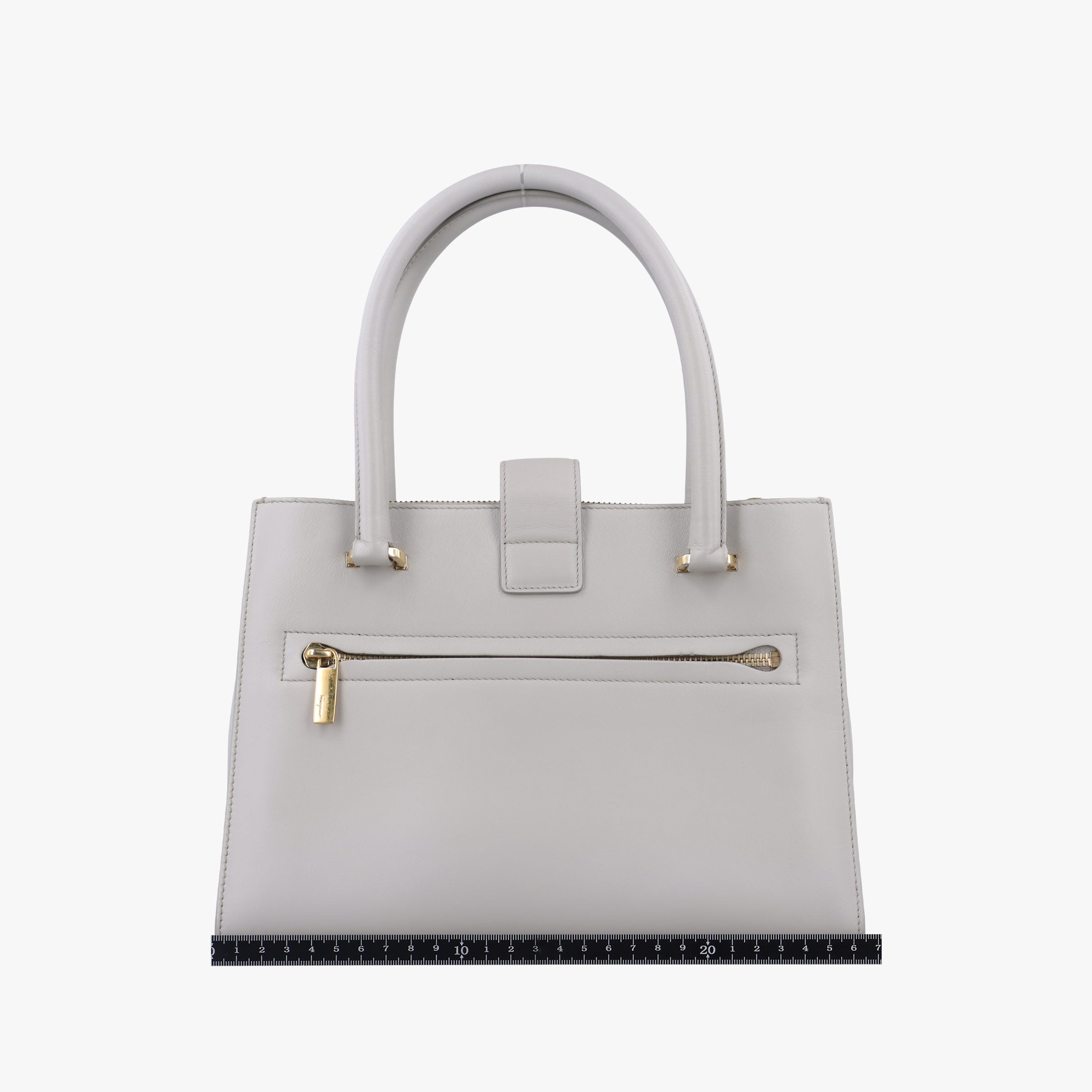 Pre-owned Ferragamo Gancini Juliet Light gray leather  handbag | stylenewstar