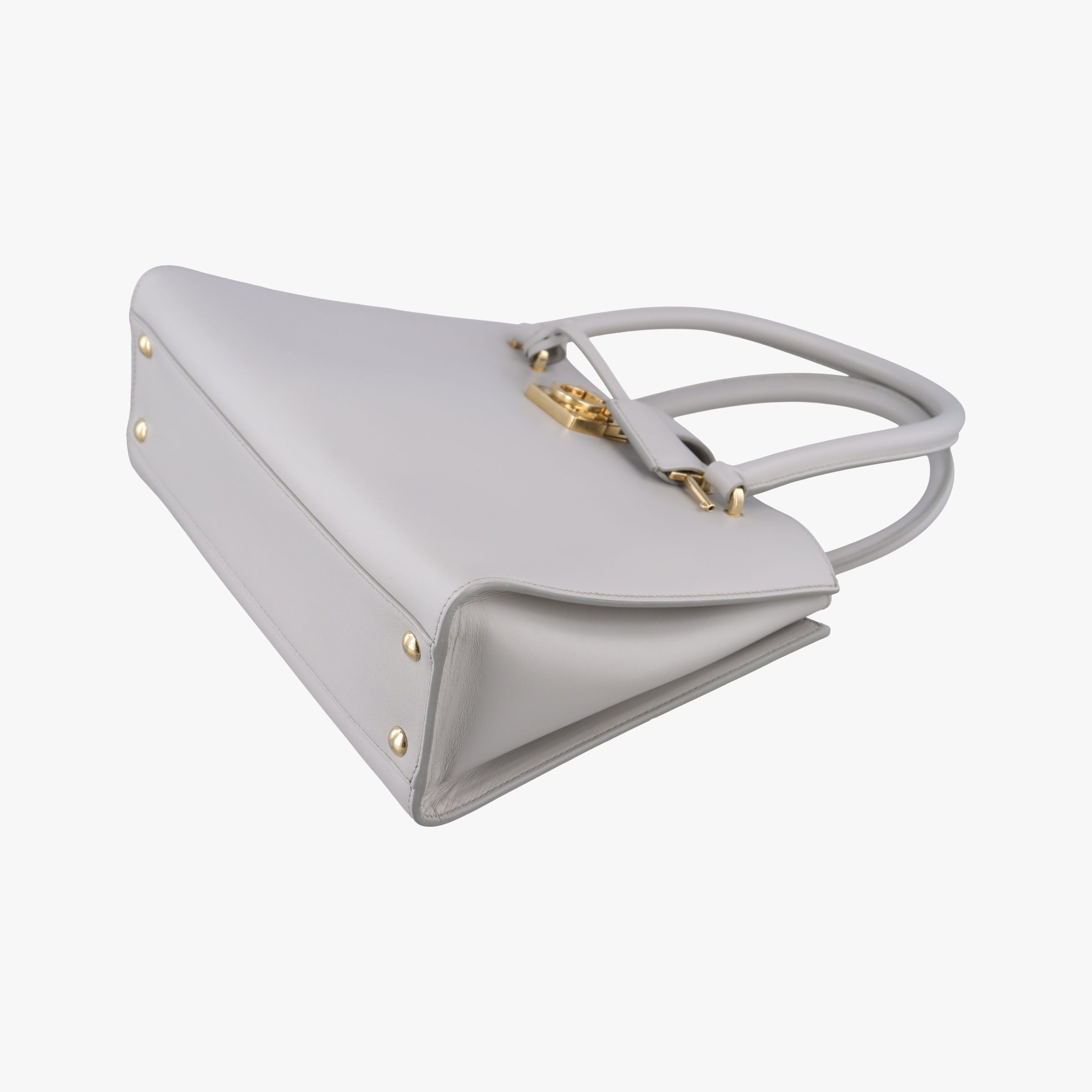 Pre-owned Ferragamo Gancini Juliet Light gray leather  handbag | stylenewstar