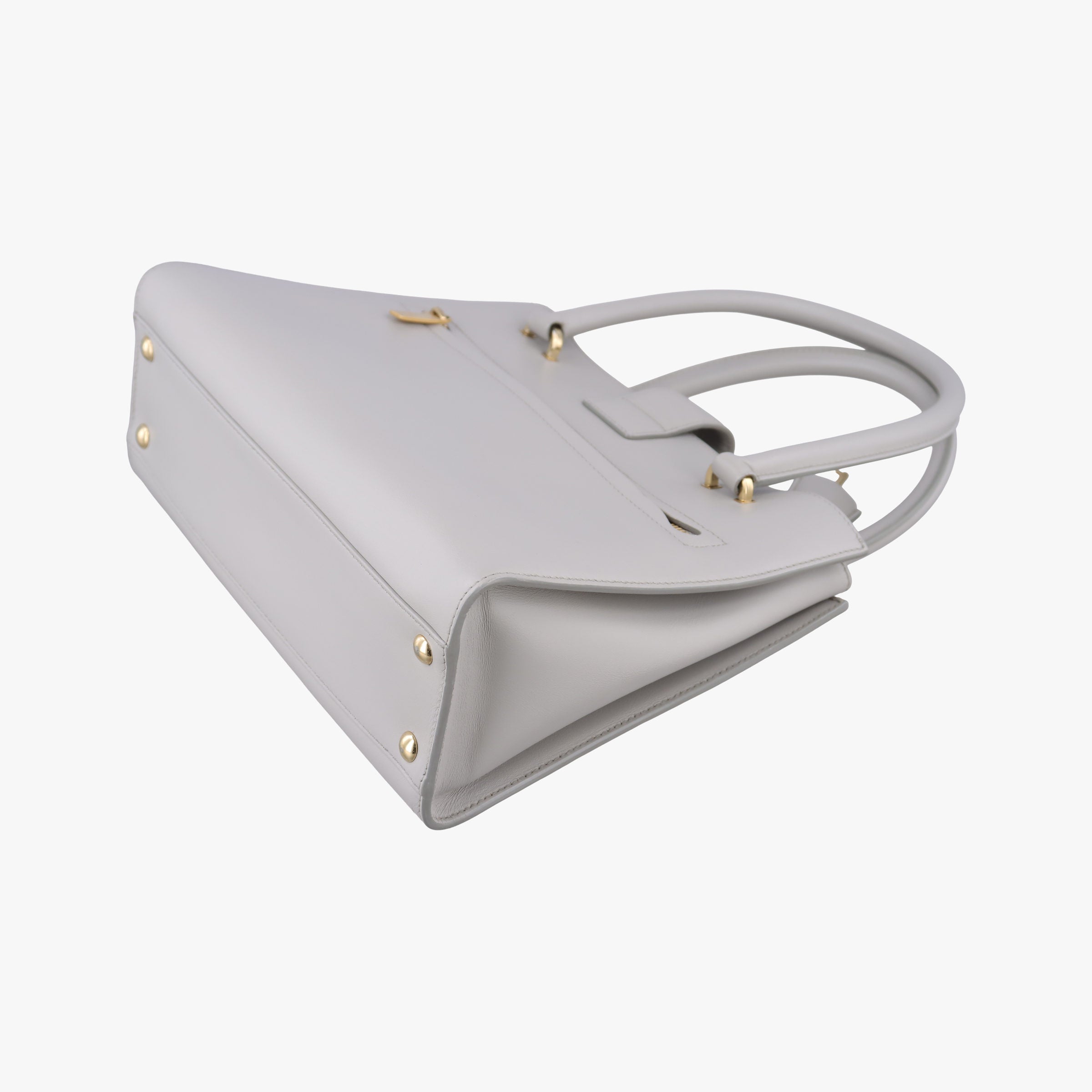 Pre-owned Ferragamo Gancini Juliet Light gray leather  handbag | stylenewstar