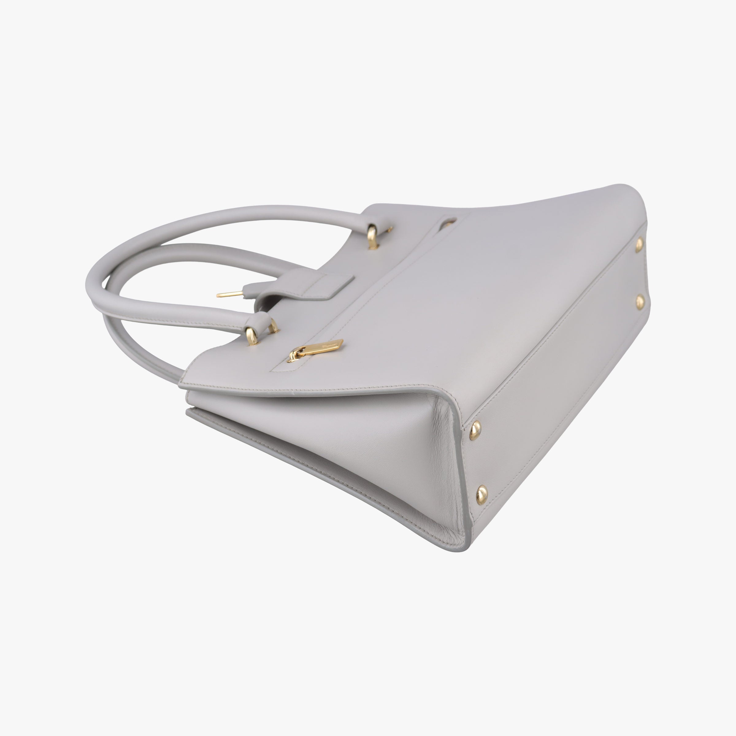 Pre-owned Ferragamo Gancini Juliet Light gray leather  handbag | stylenewstar