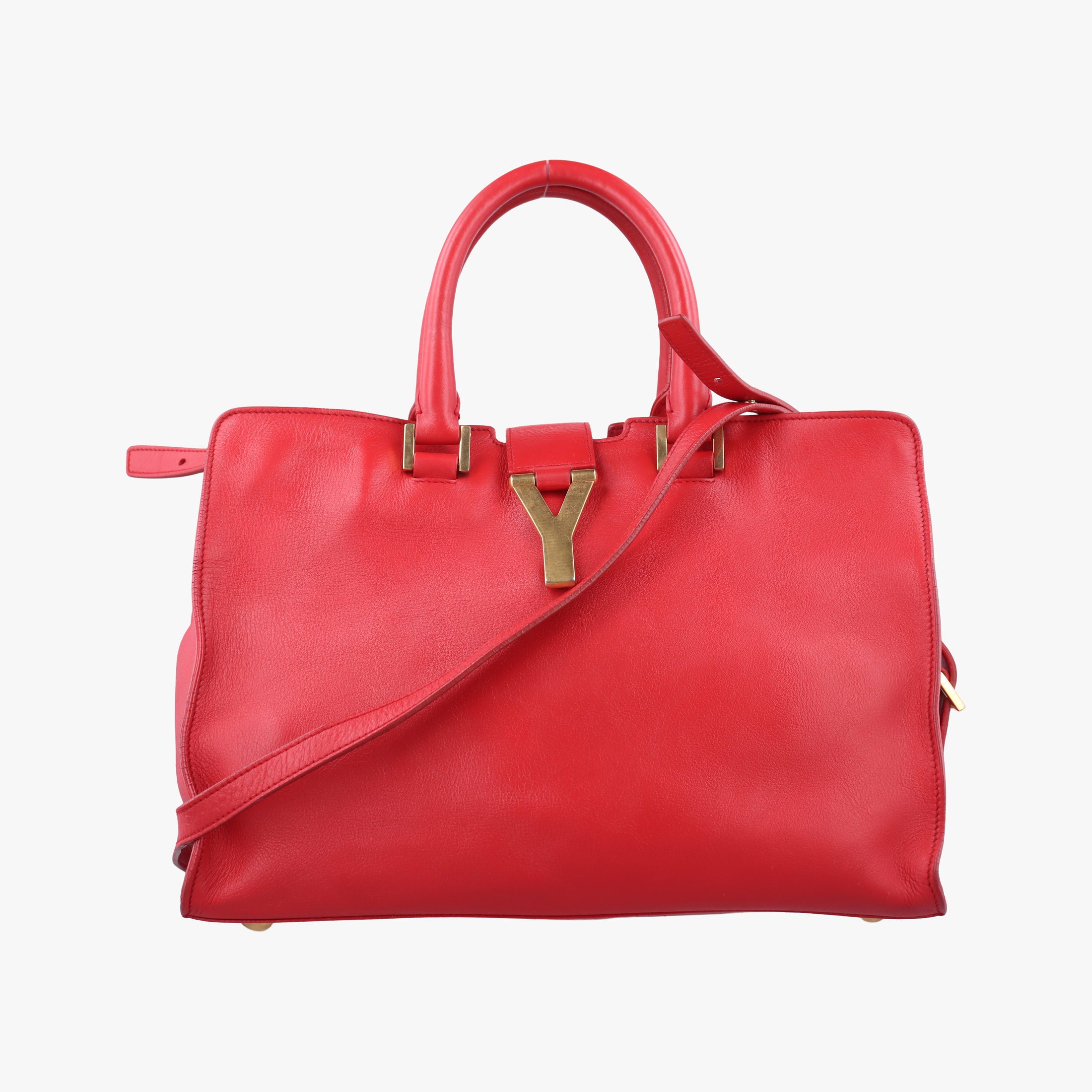 Pre-owned Yves Saint Laurent Y Ligne Petit Cabas Red Leather 311210 shoulderbag | stylenewstar