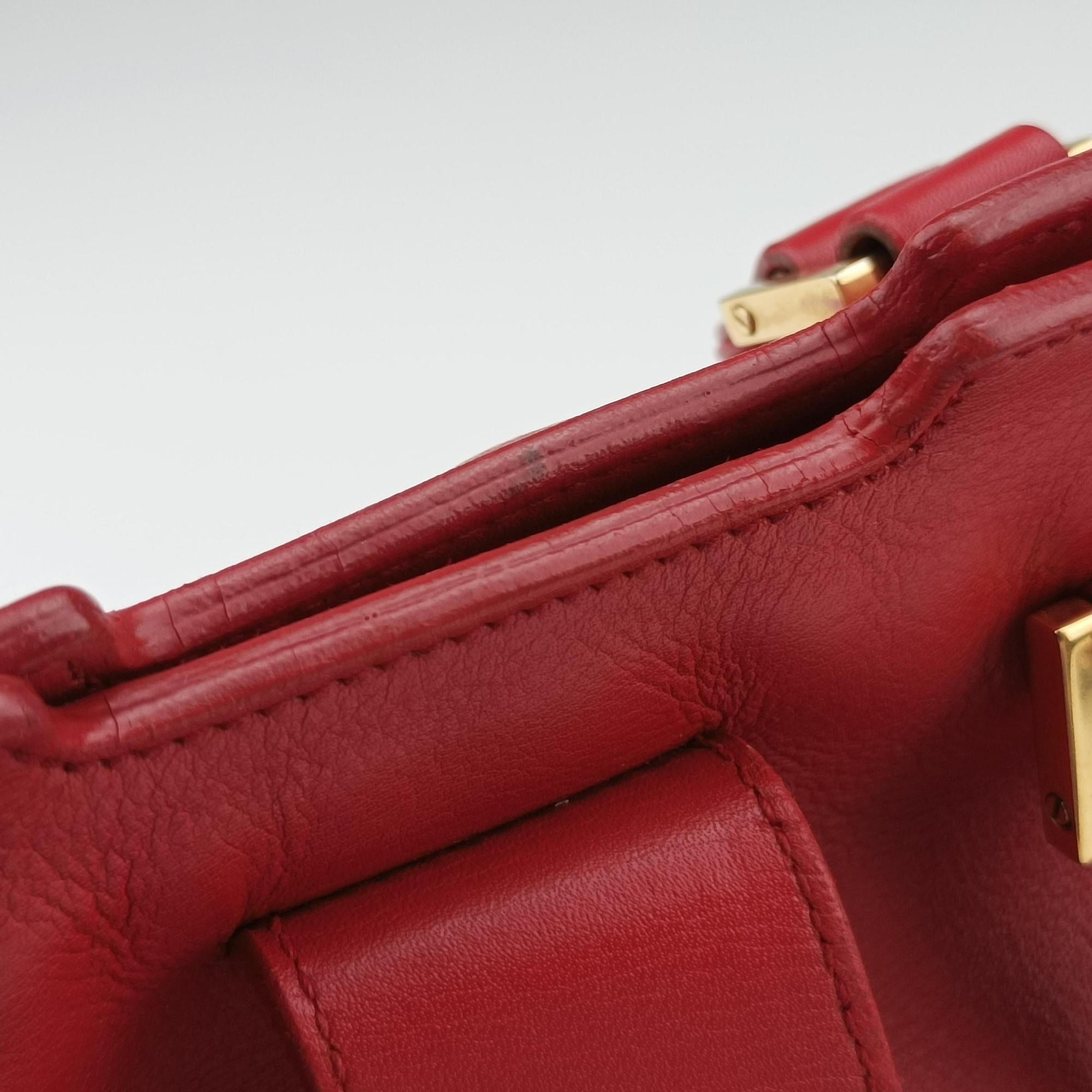 Pre-owned Yves Saint Laurent Y Ligne Petit Cabas Red Leather 311210 shoulderbag | stylenewstar