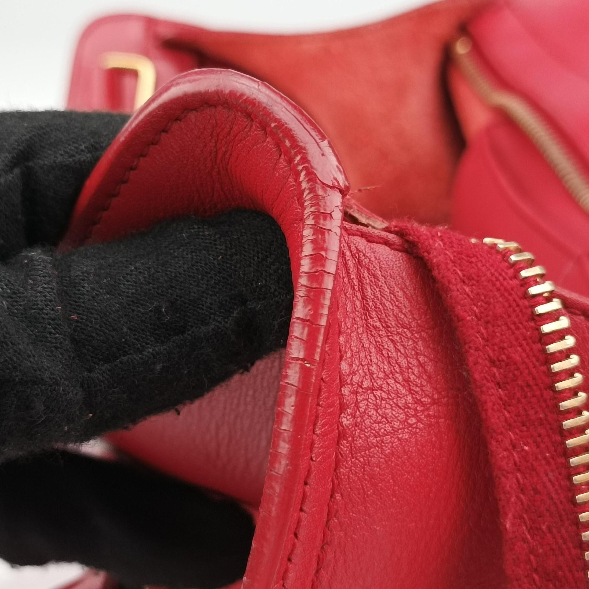 Pre-owned Yves Saint Laurent Y Ligne Petit Cabas Red Leather 311210 shoulderbag | stylenewstar