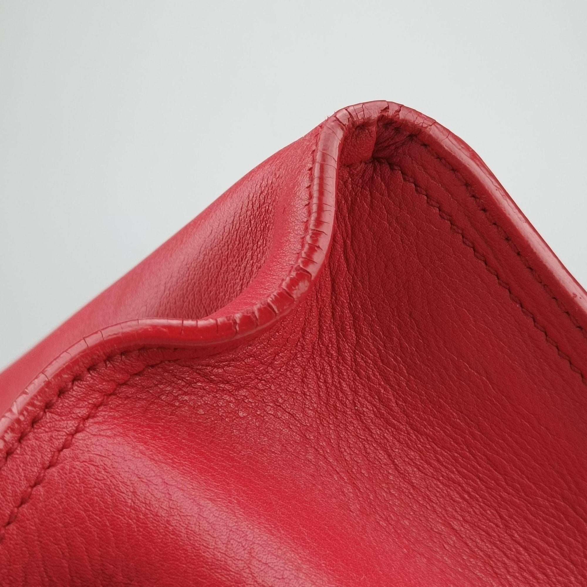 Pre-owned Yves Saint Laurent Y Ligne Petit Cabas Red Leather 311210 shoulderbag | stylenewstar