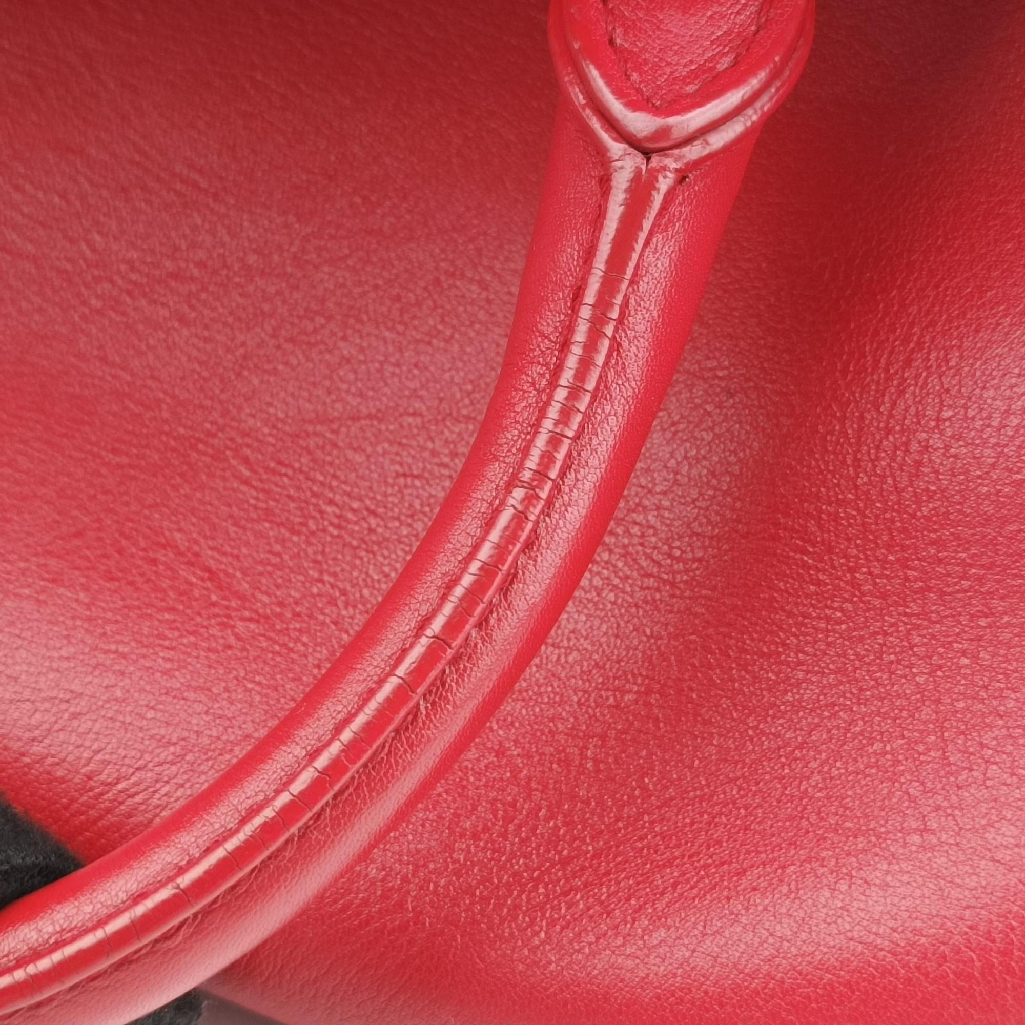 Pre-owned Yves Saint Laurent Y Ligne Petit Cabas Red Leather 311210 shoulderbag | stylenewstar