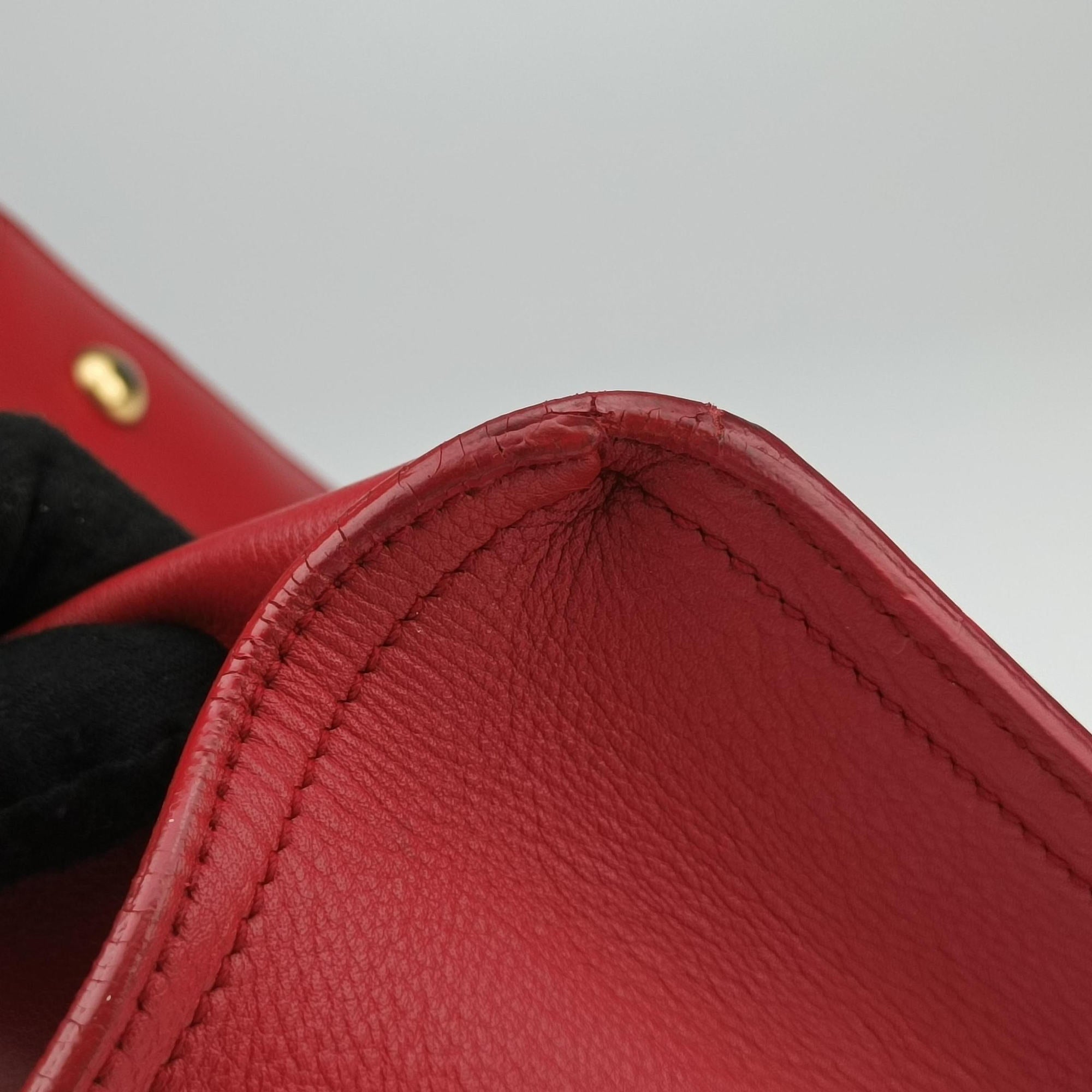 Pre-owned Yves Saint Laurent Y Ligne Petit Cabas Red Leather 311210 shoulderbag | stylenewstar