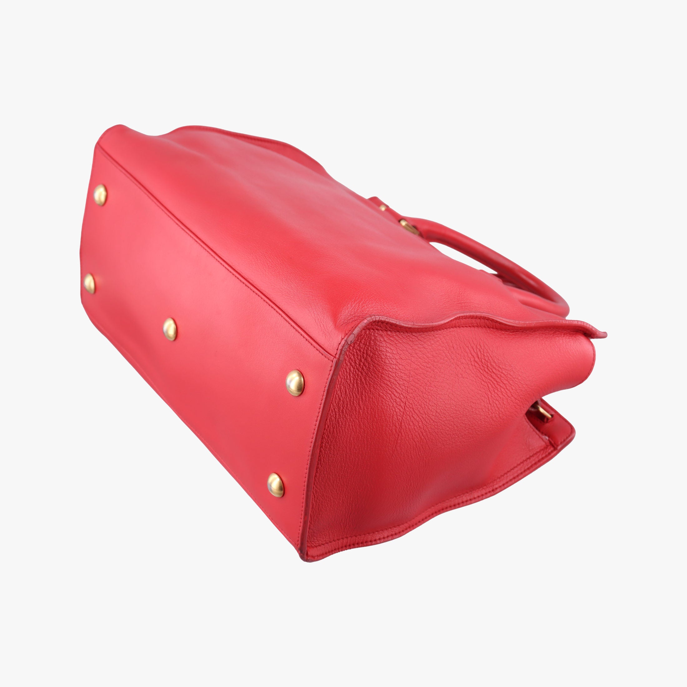 Pre-owned Yves Saint Laurent Y Ligne Petit Cabas Red Leather 311210 shoulderbag | stylenewstar
