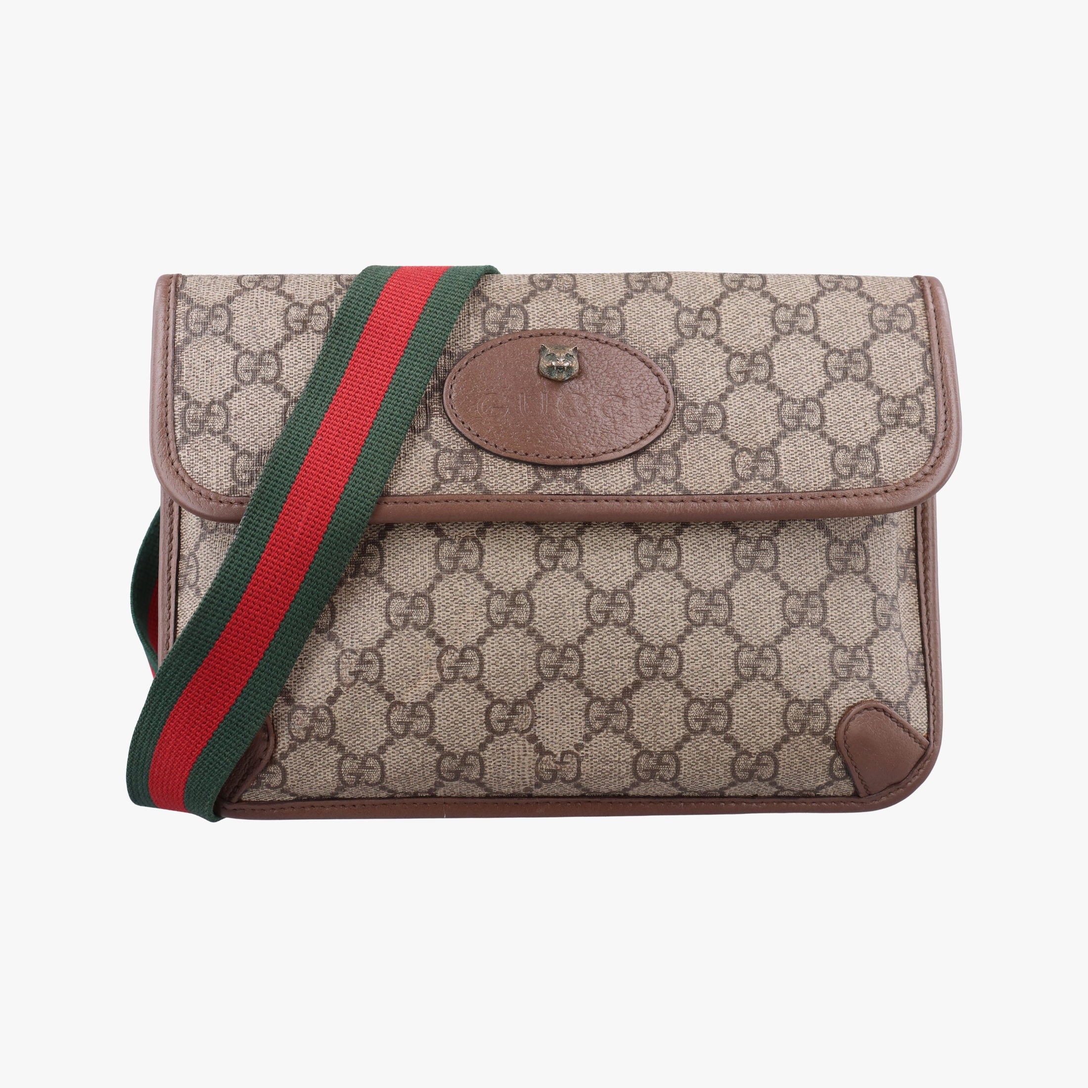 Secondhand Gucci NEO VINTAGE GG Supreme beige×Brown PVC coated canvas×Leather 493930 shoulderbag | stylenewstar