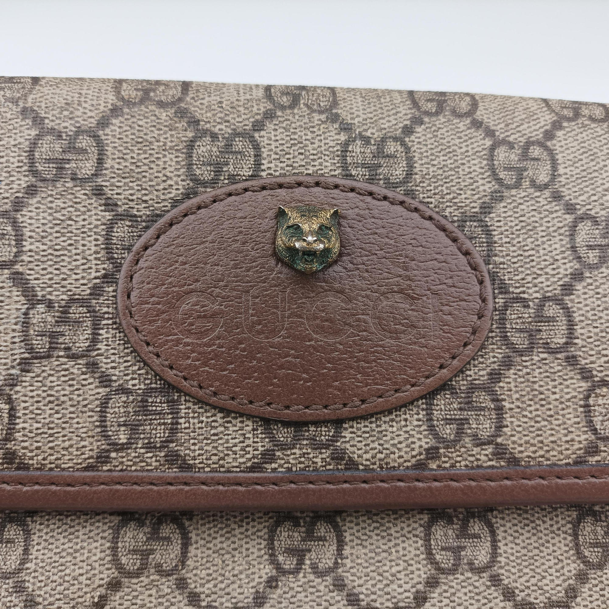 Secondhand Gucci NEO VINTAGE GG Supreme beige×Brown PVC coated canvas×Leather 493930 shoulderbag | stylenewstar